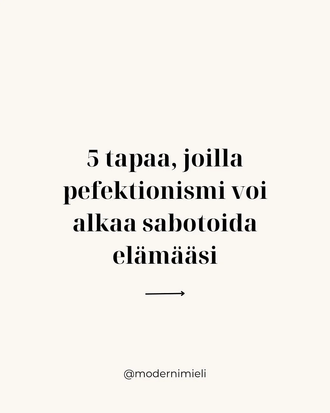 T&auml;ydellisyyden tavoittelun ansa on siin&auml;, ett&auml; se saa jahtaamaan jotain sellaista (t&auml;ydellisyytt&auml;), jota ei ole edes olemassa, ja samalla t&auml;m&auml; jahtaus est&auml;&auml; meit&auml; tekem&auml;st&auml; arvojemme mukaisi