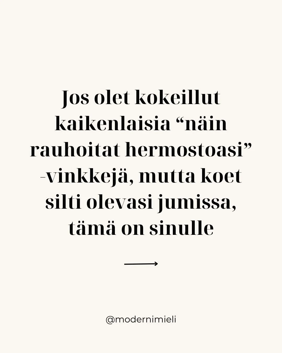 Olet ehk&auml; kokeillut kaikenlaisia kehollisia harjoituksia, kuten maadoittumista, hengitt&auml;mist&auml; ja kehorentoutusta p&auml;&auml;st&auml;ksesi pois jatkuvasta taistele tai pakene -tilasta, mutta sinusta tuntuu, ett&auml; ne auttavat vain 