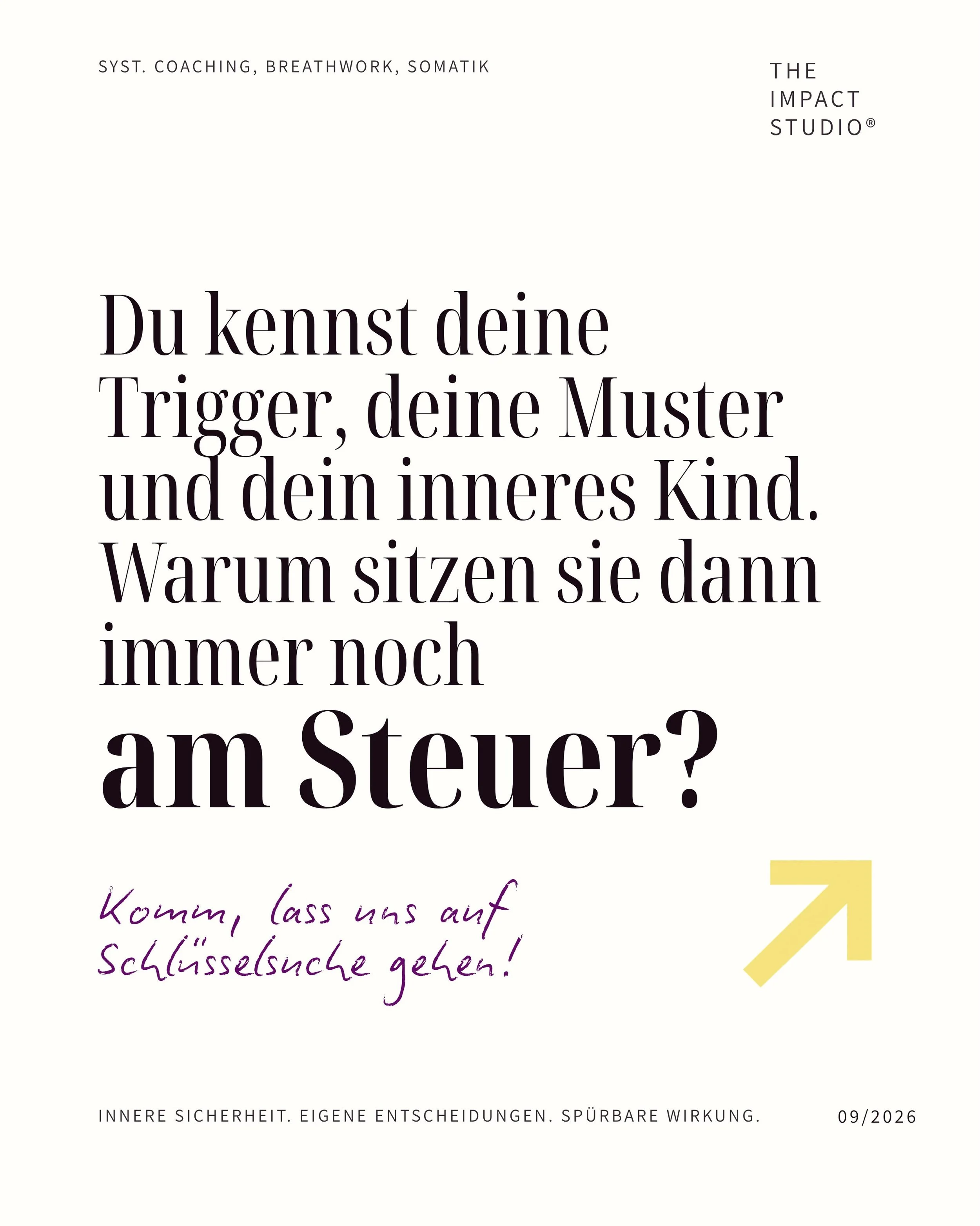 Selbstreflexion ist geil.
Bis du merkst, dass du deine Muster zwar alle beim Namen kennst, sie aber immer noch deine Entscheidungen treffen.

Verstehen ist wichtig, aber F&uuml;hlen und neu handeln sind der Teil, der verwandelt und folglich ver&auml;