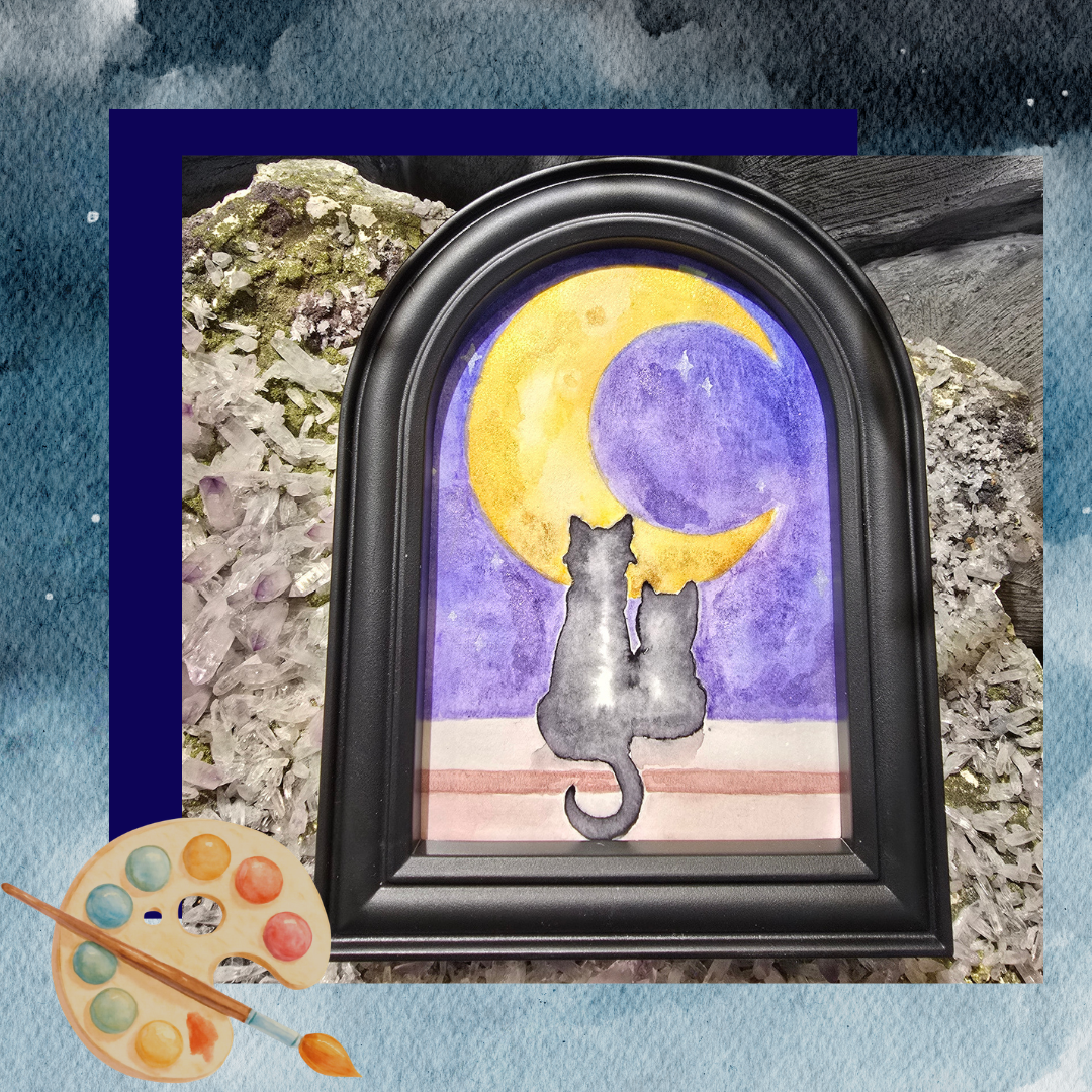 Watercolor Workshop - Crescent Moon &amp; Cats 