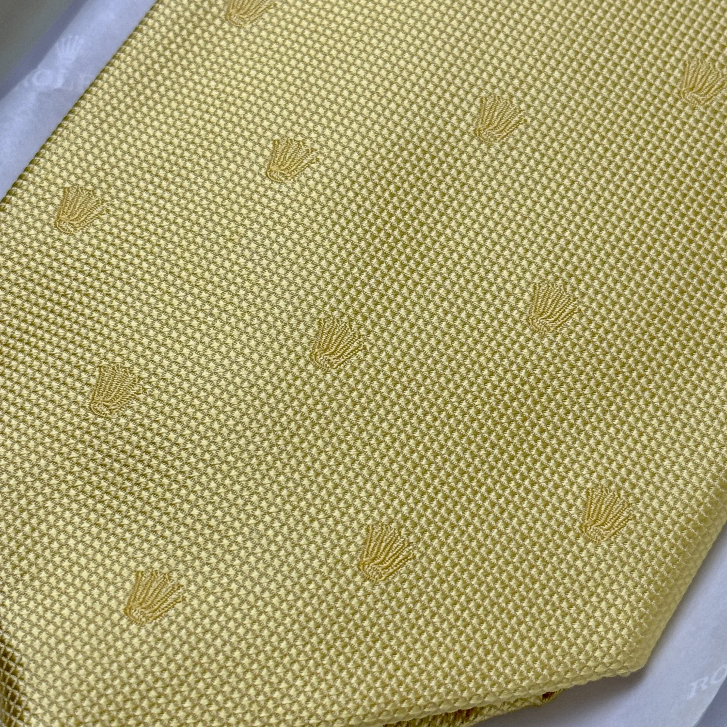 Rolex Yellow Silk Tie - Vintage Italian Monogram Luxury