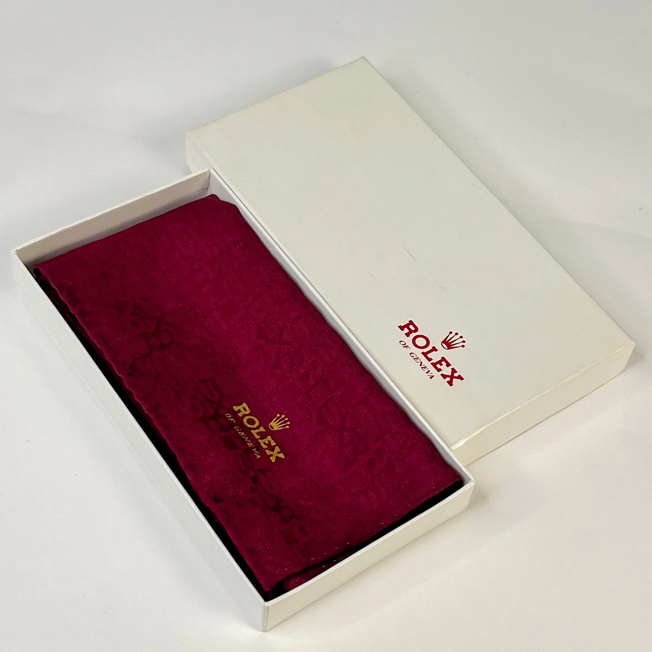 Rolex Geneva Crown Burgundy Silk Jacquard Scarf