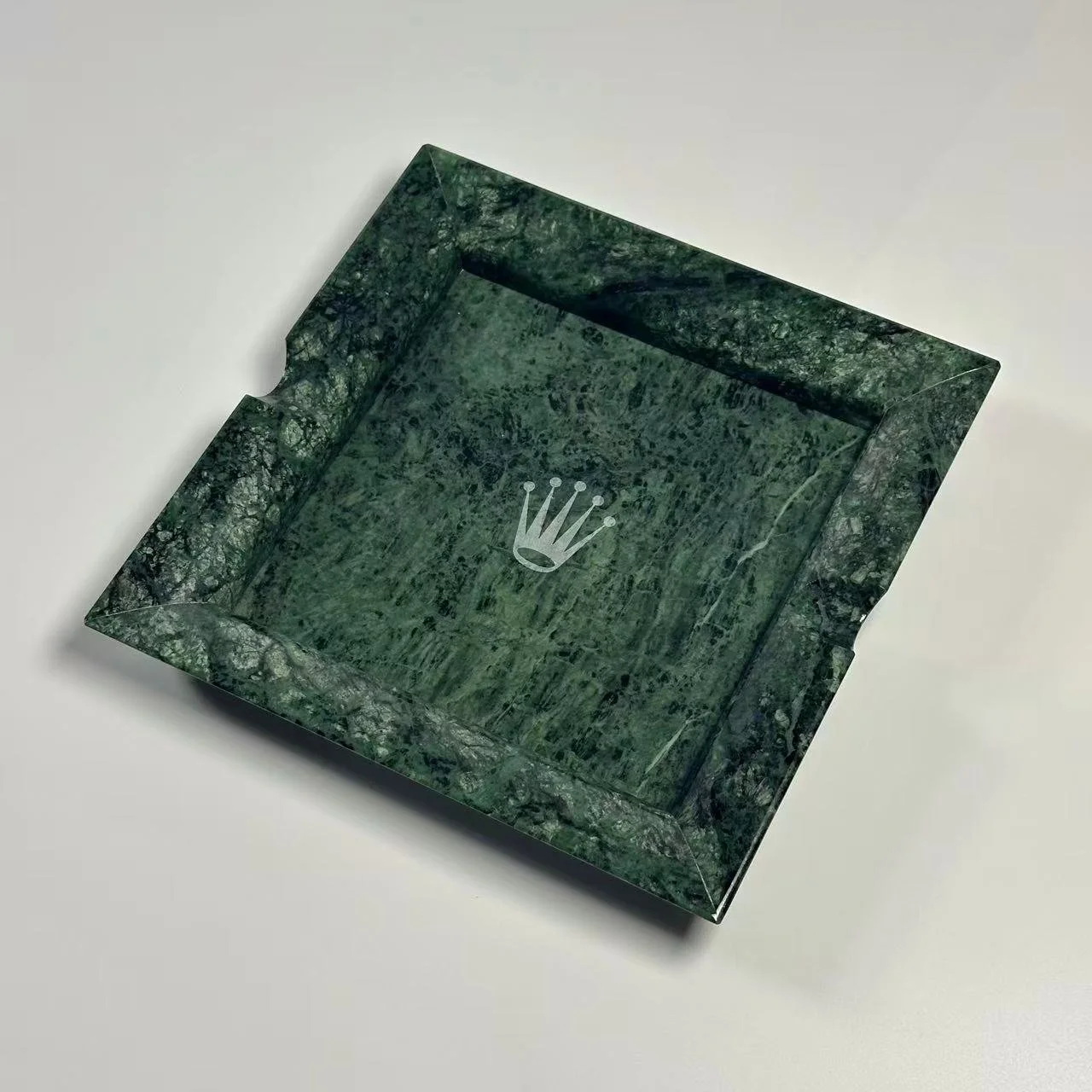 Rolex Silver Crown Emerald Green Marble Ashtray