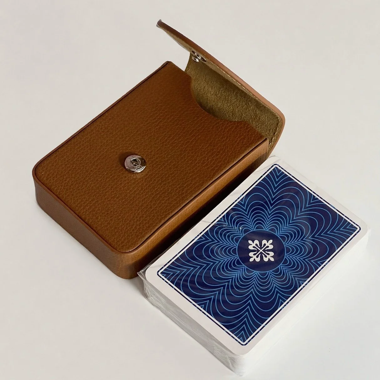 Patek Philippe Cognac Grained Leather Playing Card Case Set