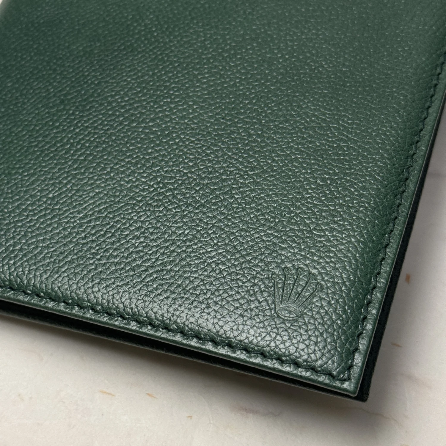 Rolex Green Leather Notepad – Luxury Pebble Leather Notepad for