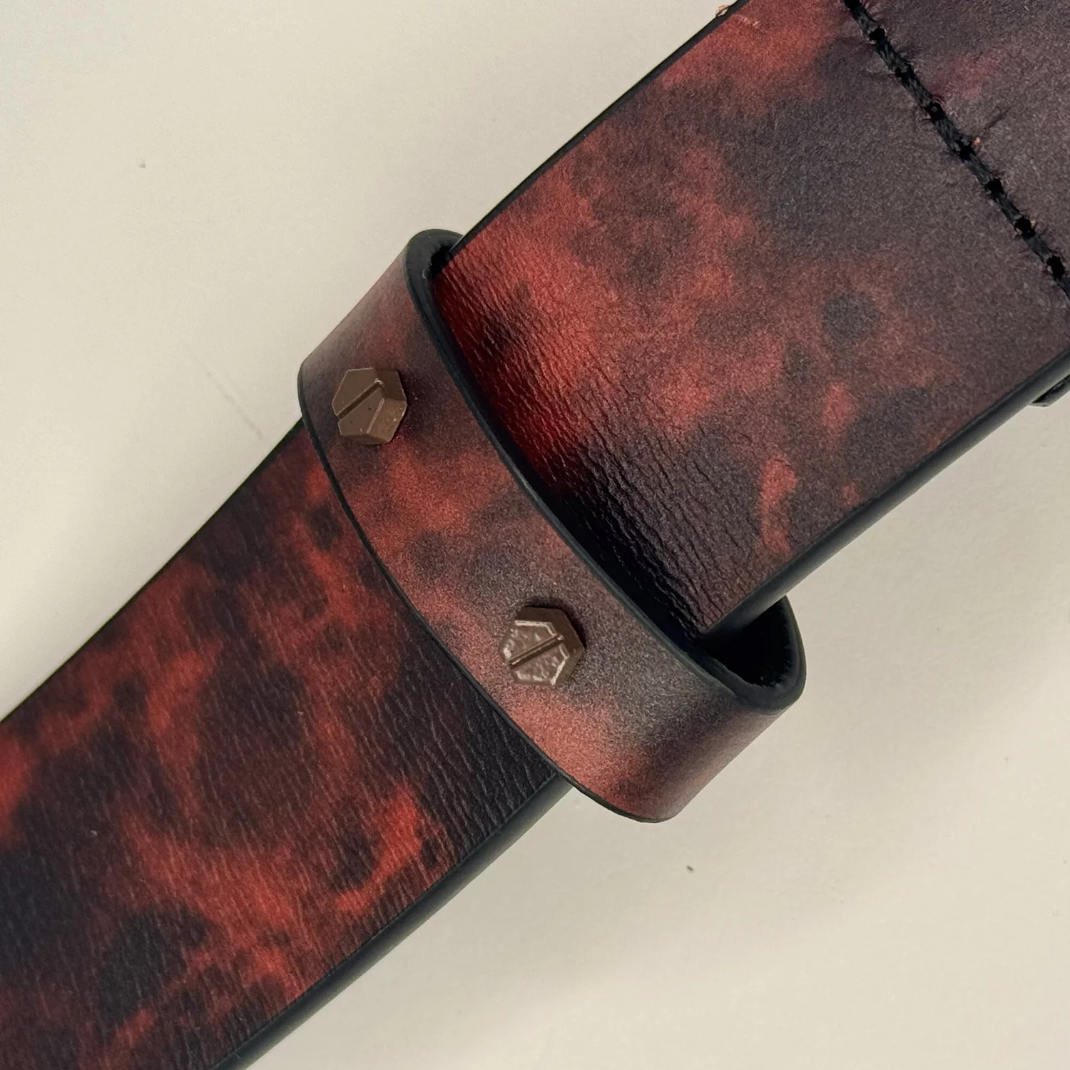 Genuine Studded Leather Belt w. Cactus Buckle Cactus Belt Buck Stitch main image 2