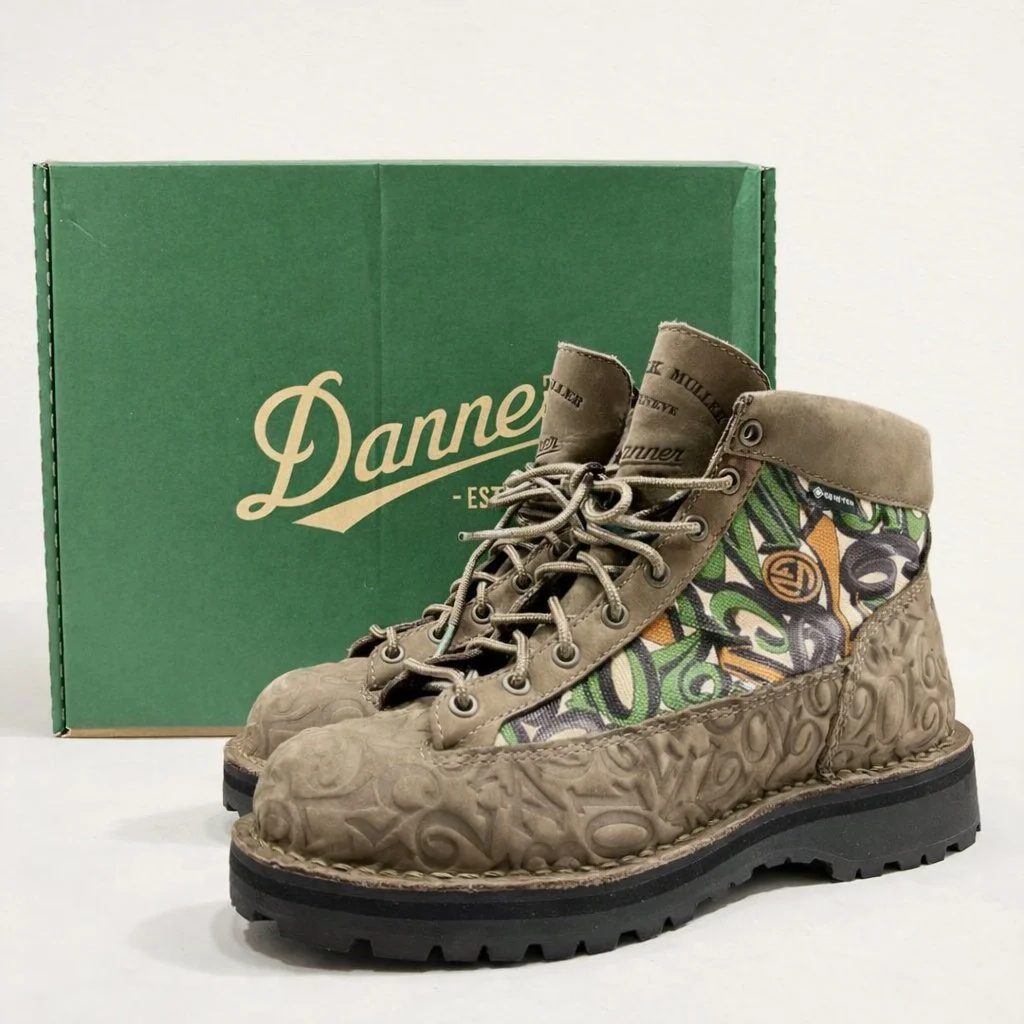 Franck Muller × Danner Embossed Leather Dial-Pattern Field Boots