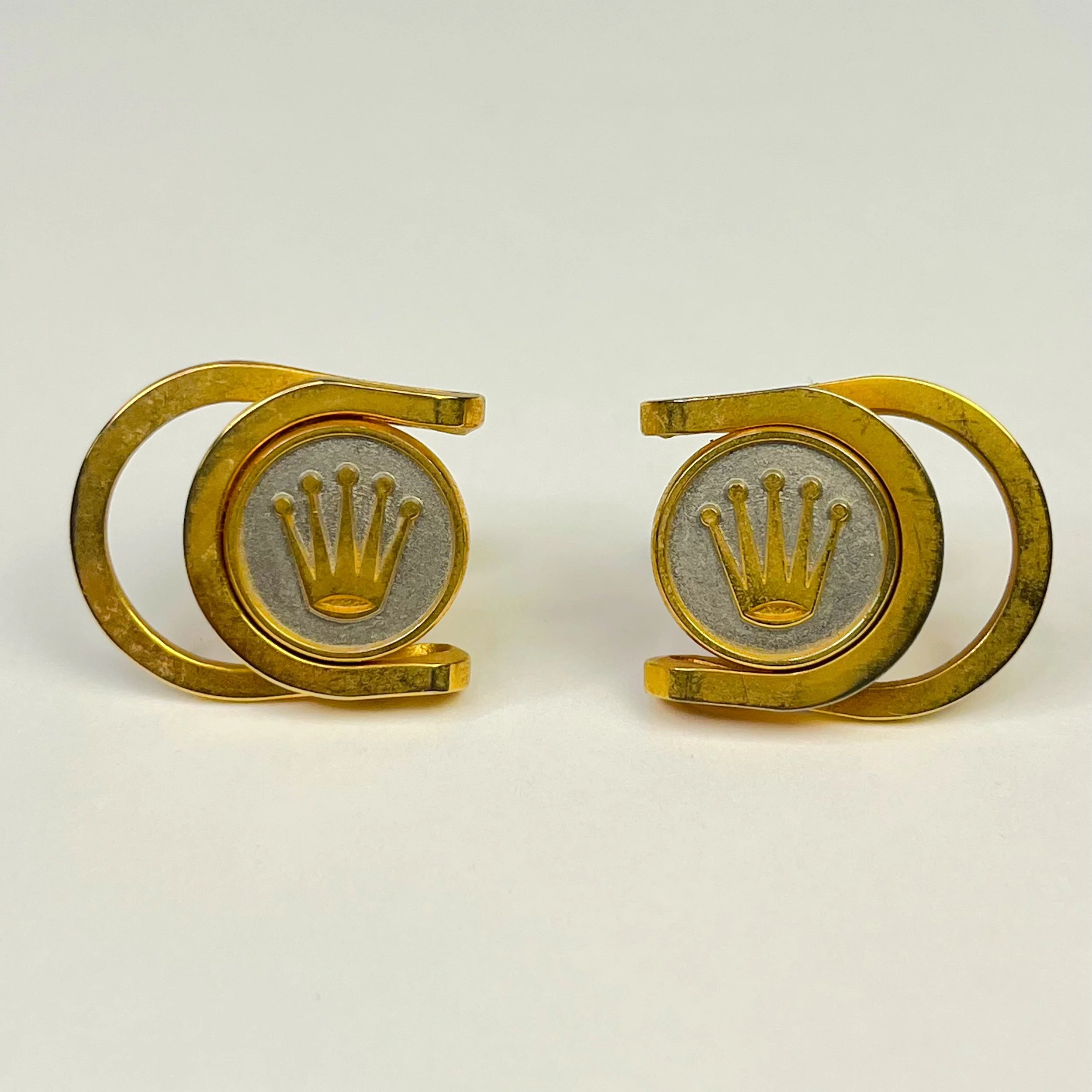 Rolex Vintage Crown Emblem Golden Cufflinks