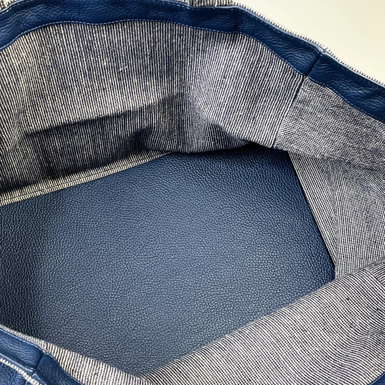 Richard Mille Reverse Tote Bag Blue – Leather & Linen, Made in France
