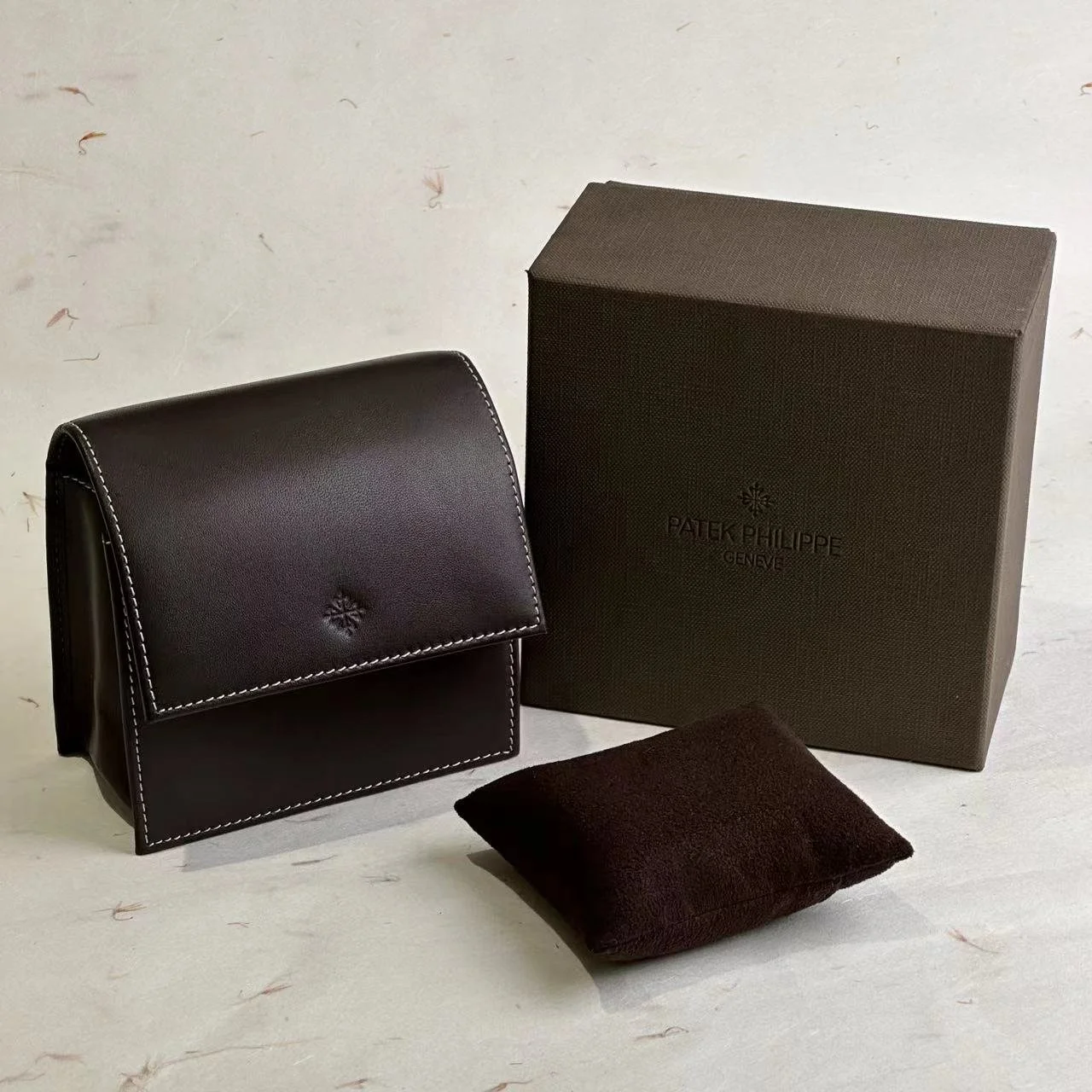 Patek Philippe Dark Brown Leather Watch Case Luxury Travel - Main Image