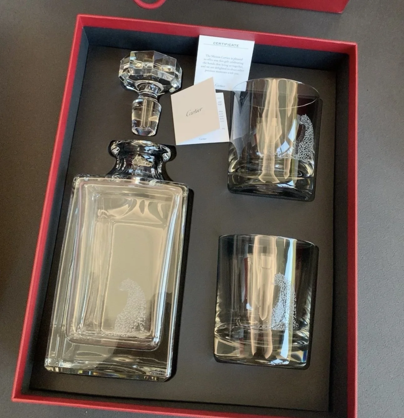 Cartier Crystal Leopard Decanter Set - $1650