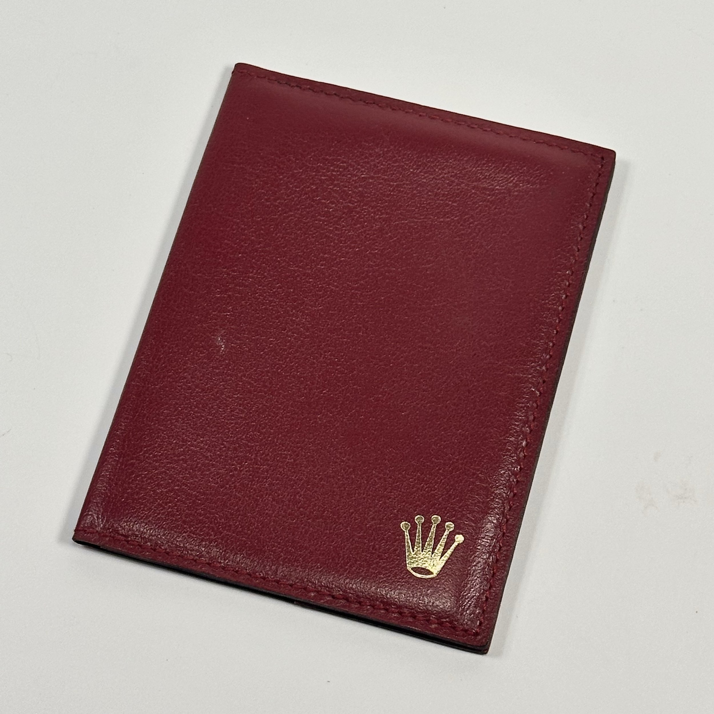 Rolex Vintage Burgundy Leather Travel Passport Holder