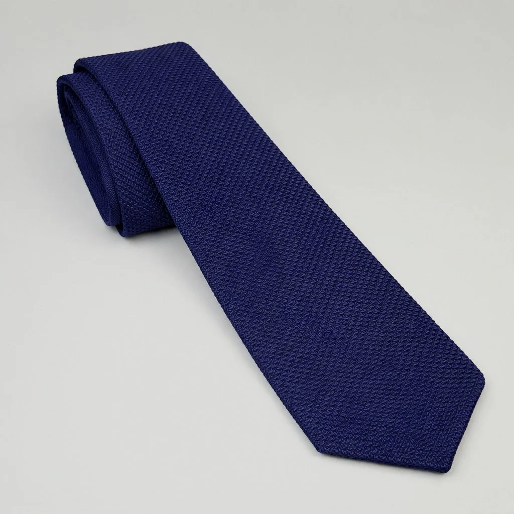 Rolex Navy Blue Textured Knit Silk Tie