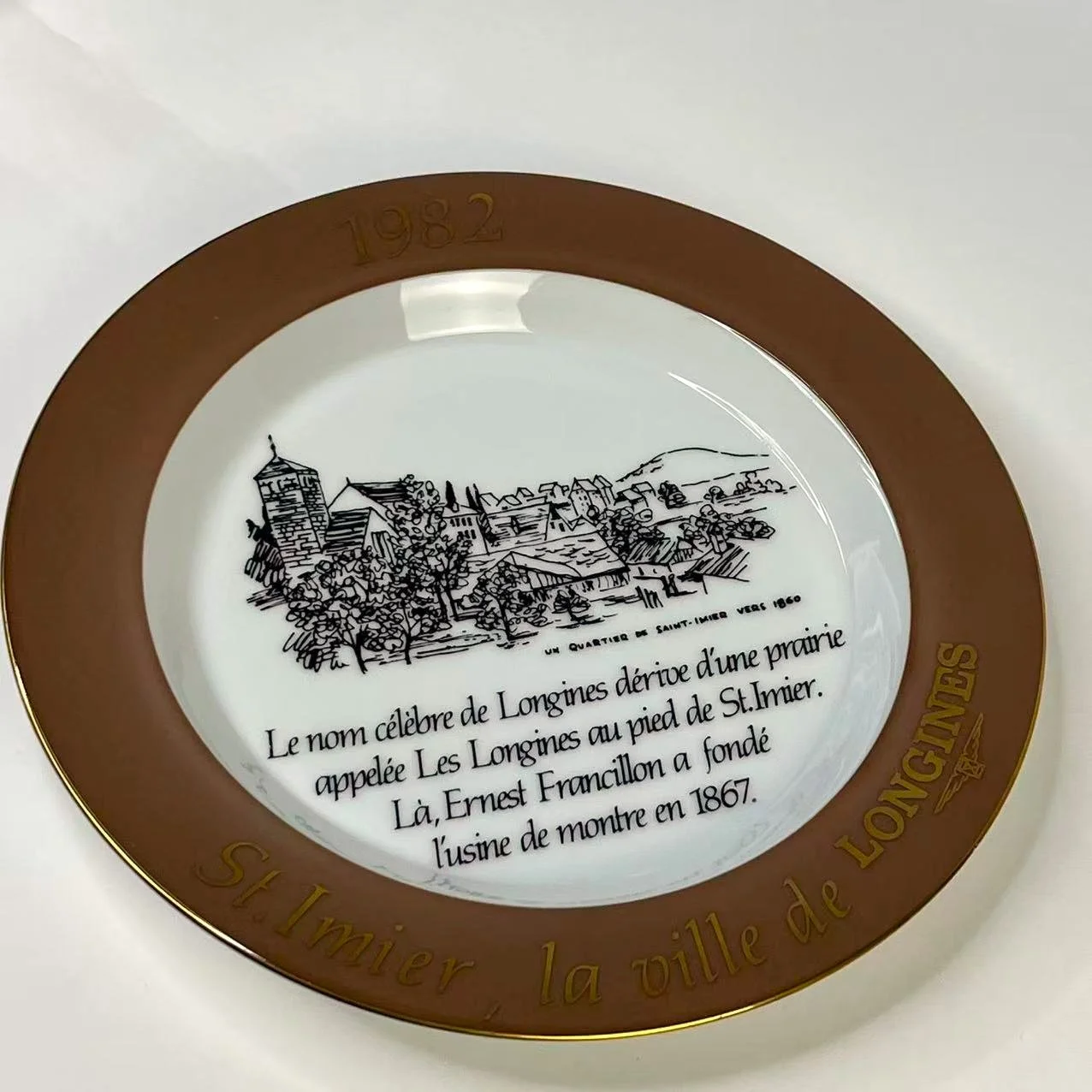 Longines Winged Hourglass Saint-Imier Commemorative Porcelain Plate 1982