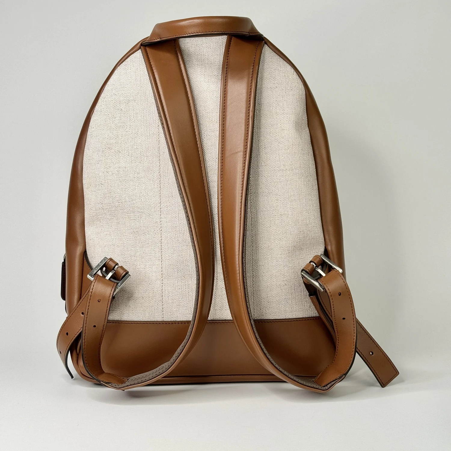 Patek Philippe Beige Canvas & Brown Leather Backpack – Rare 