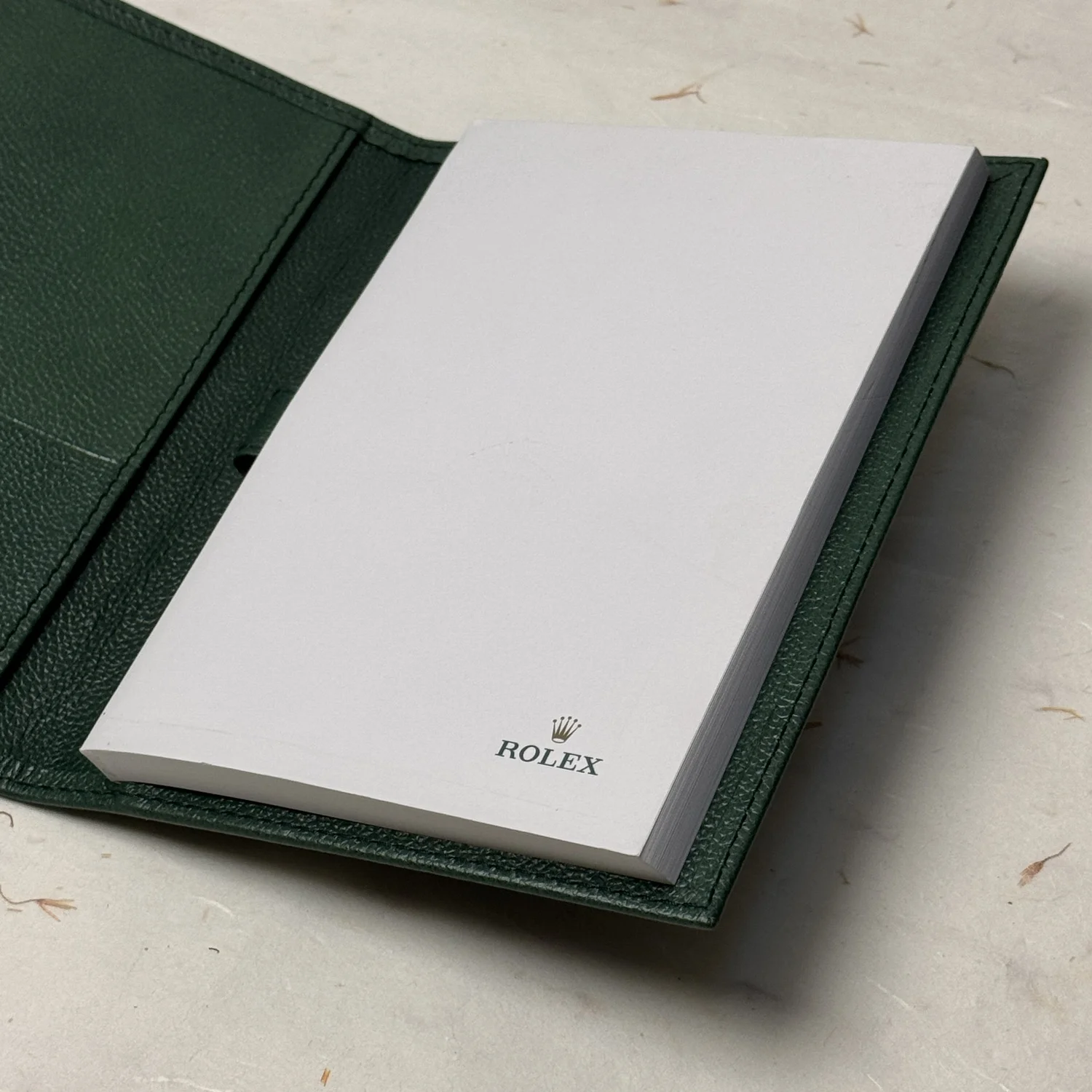 Rolex Green Leather Notepad – Luxury Pebble Leather Notepad for