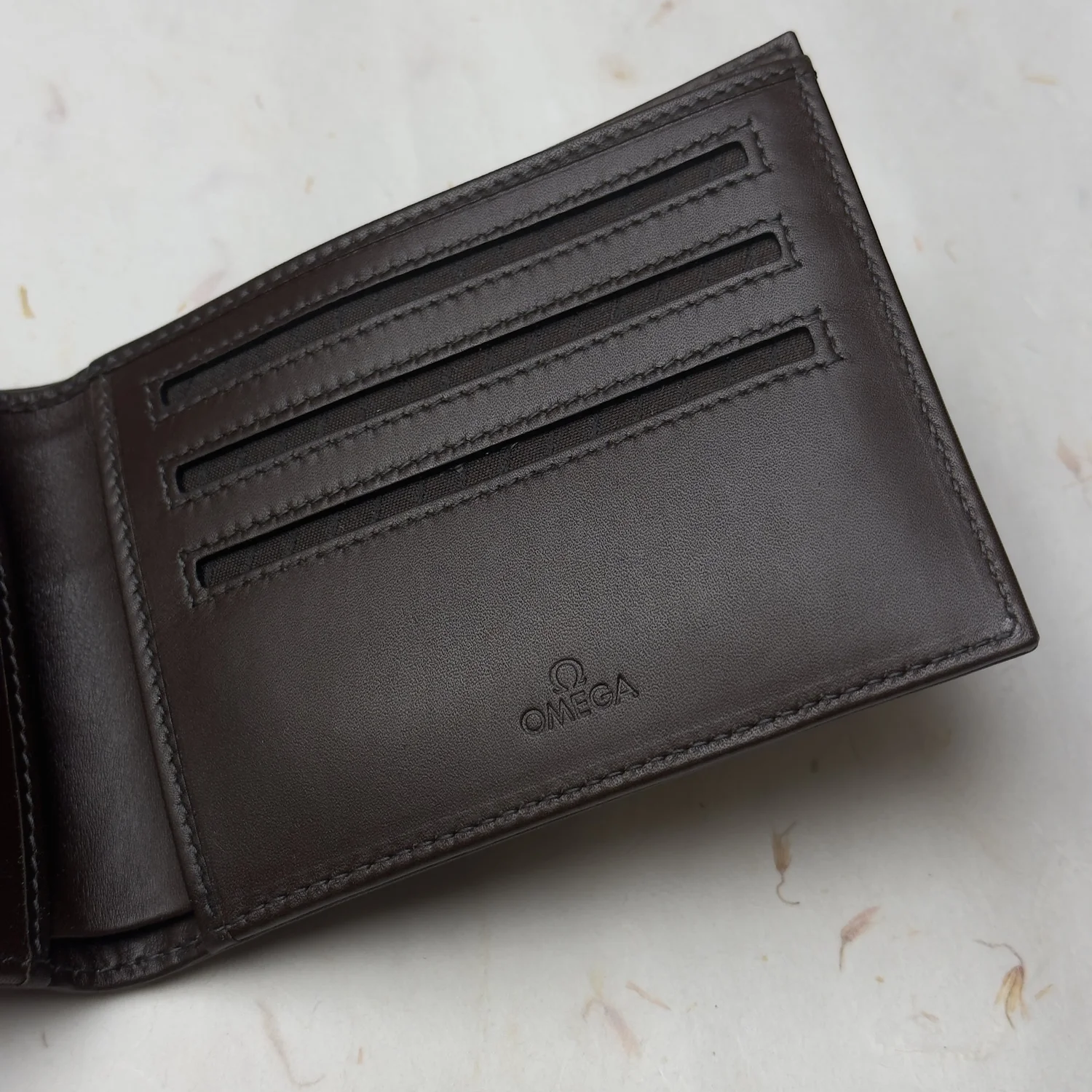 Omega brown Leather Bifold Wallet