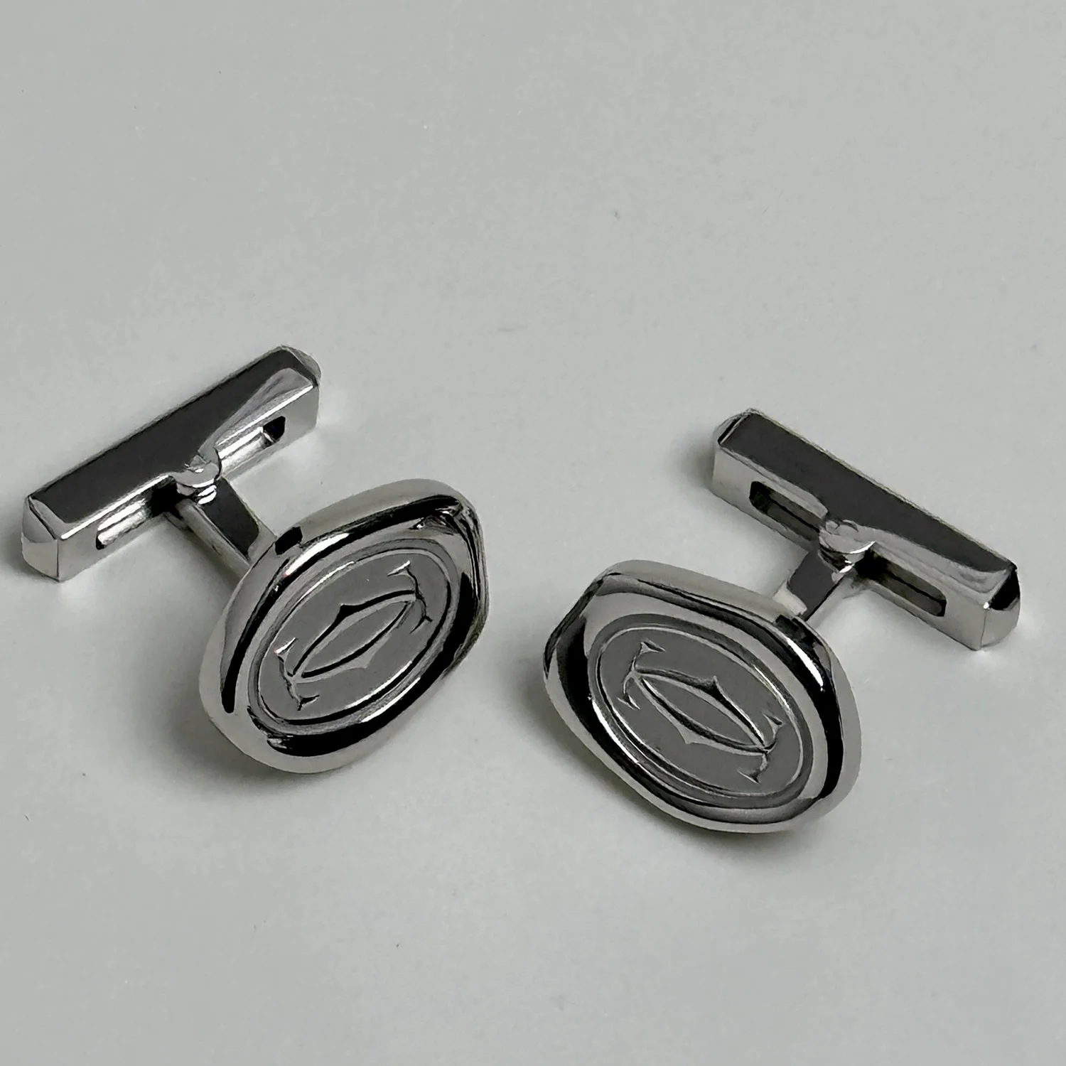 Cartier Sterling Silver Palladium Wax Seal Cufflinks – Double C