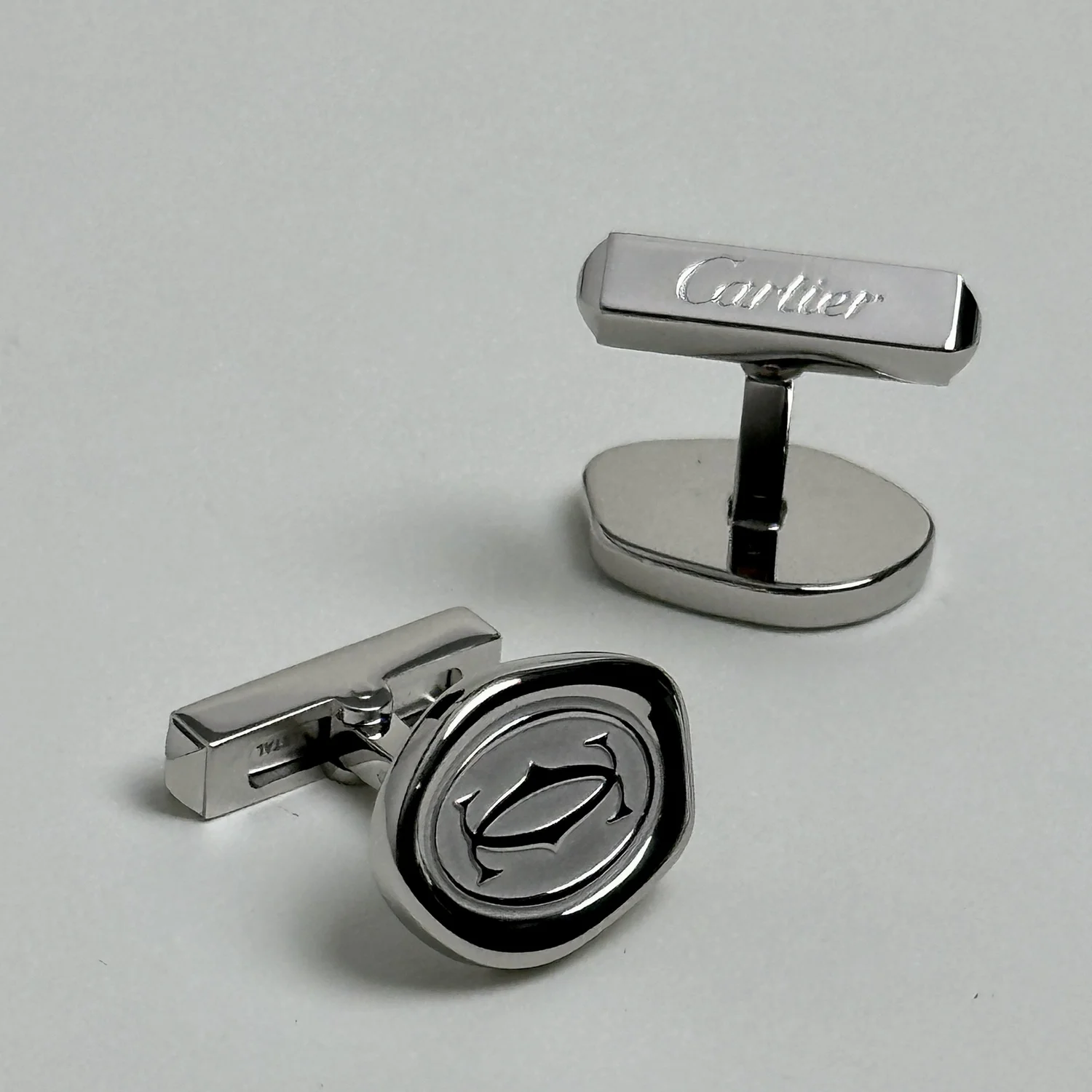 Cartier Sterling Silver Palladium Wax Seal Cufflinks – Double C