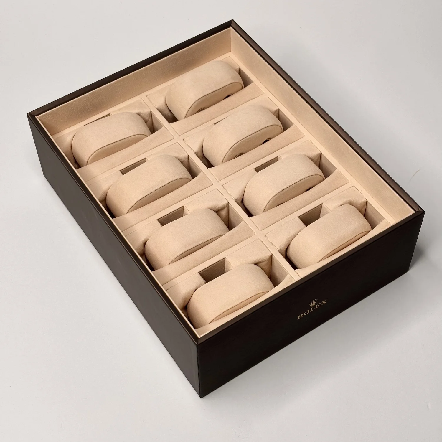 Rolex 8-Slot Luxury Watch Storage Box with Logo and Cushions