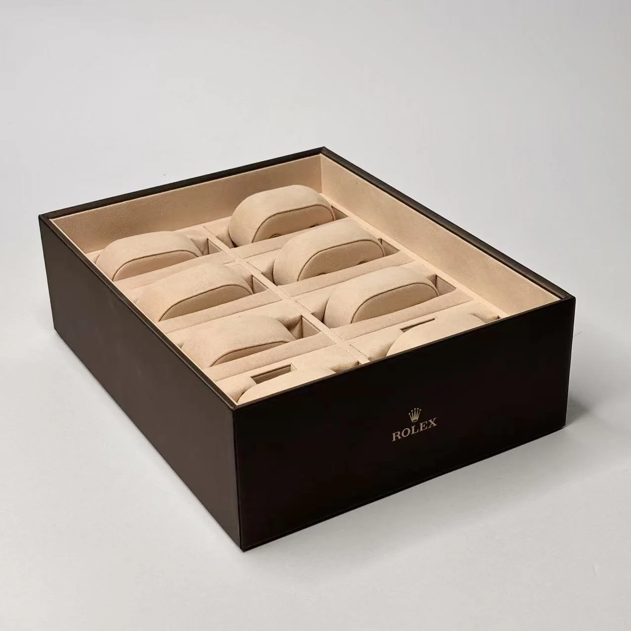 Rolex 8-Slot Luxury Watch Storage Box with Logo and Cushions
