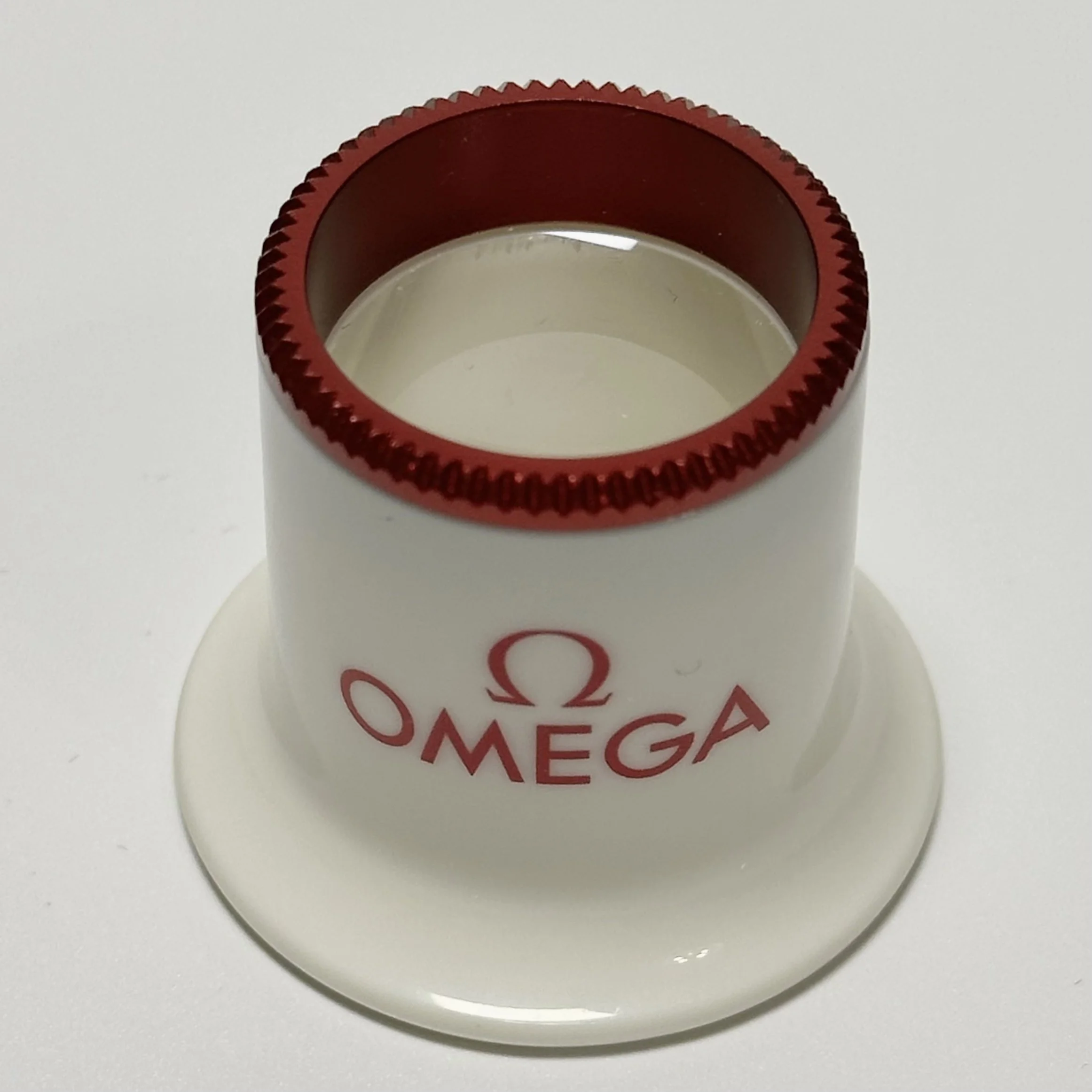 Omega Knurled Red Rim Watchmaker Magnifying Loupe