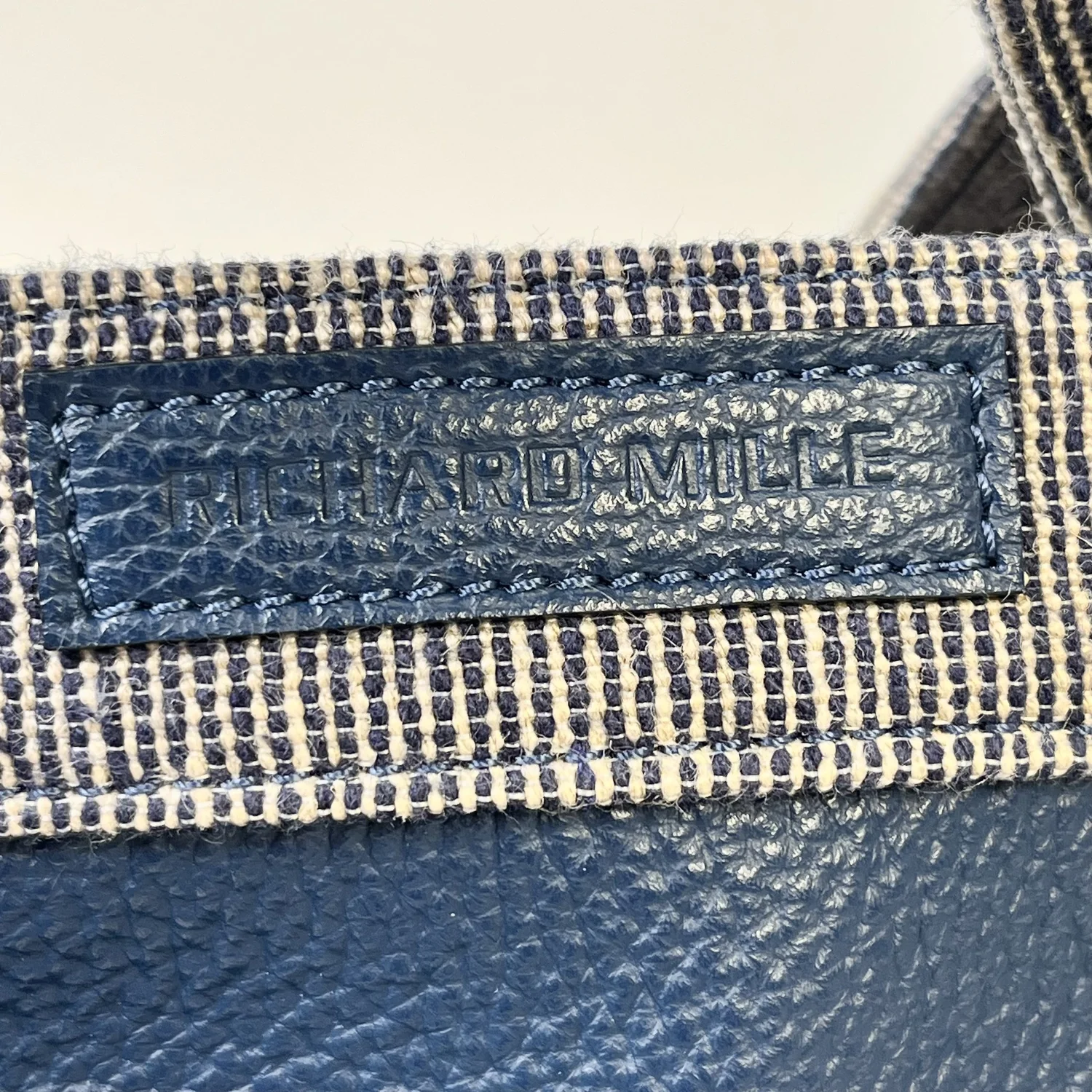 Richard Mille Reverse Tote Bag Blue – Leather & Linen, Made in France