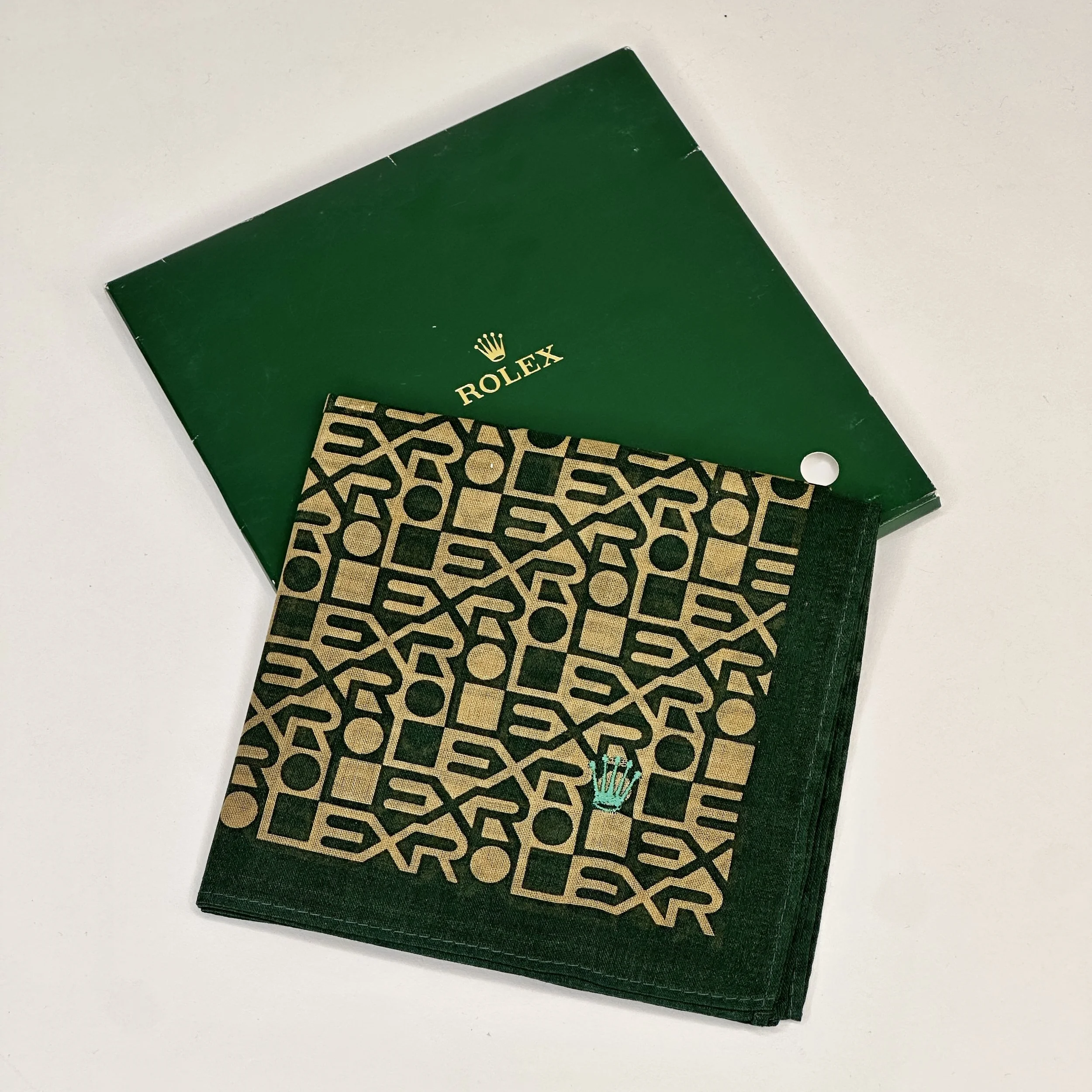 Rolex Vintage Gold Geometric Pattern Handkerchief 1970s