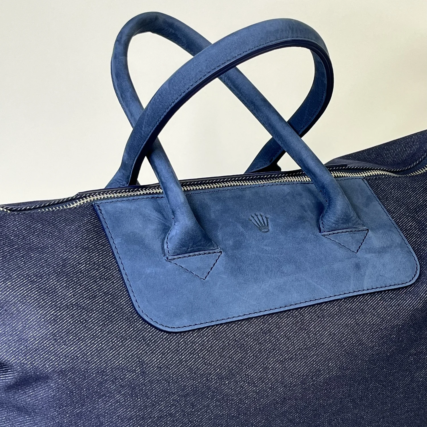 Rolex Oversized Travel Tote Bag – Navy Denim & Suede VIP Edition