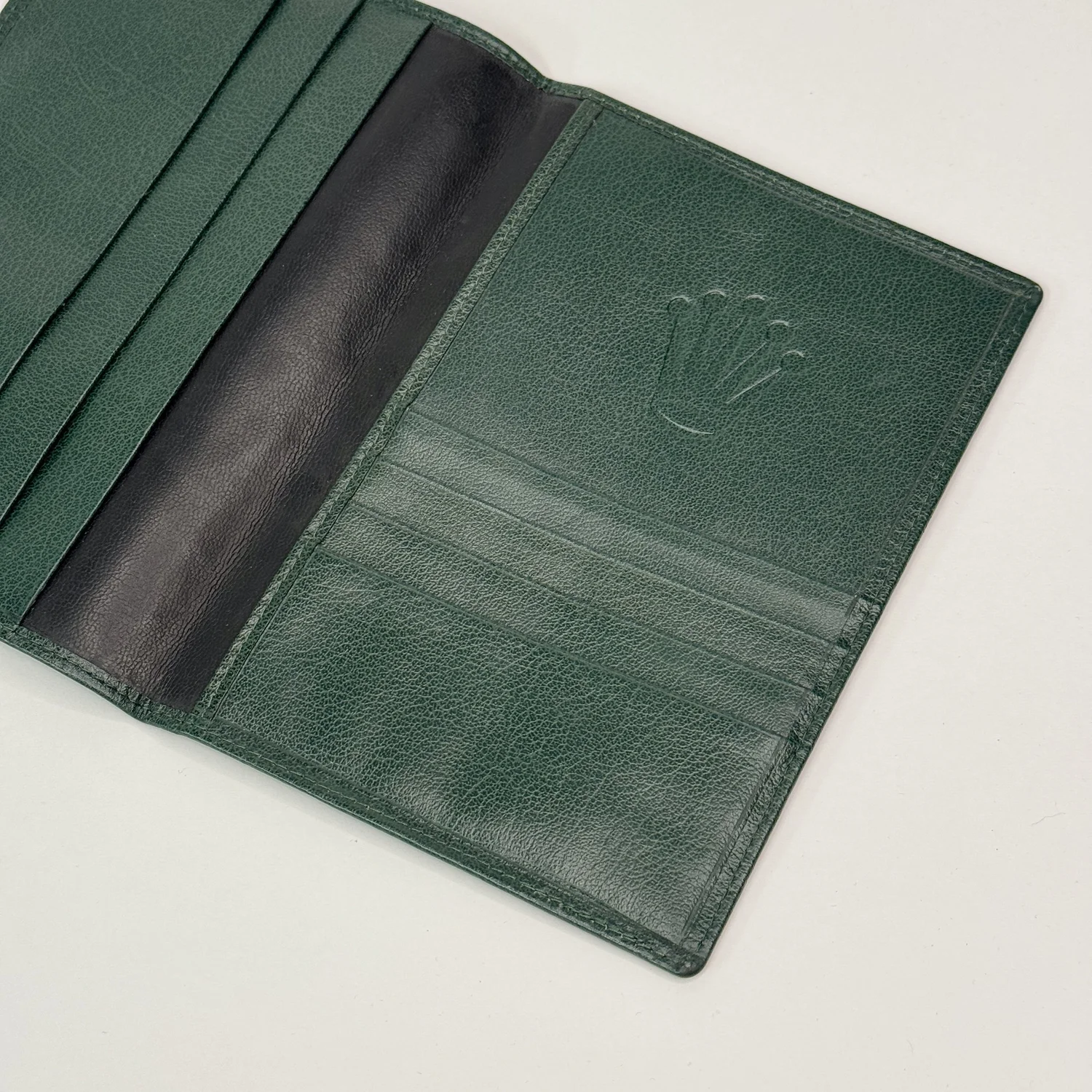 Vintage 1950s-60s Rolex Embossed Green Leather Passport Wallet display picture 1