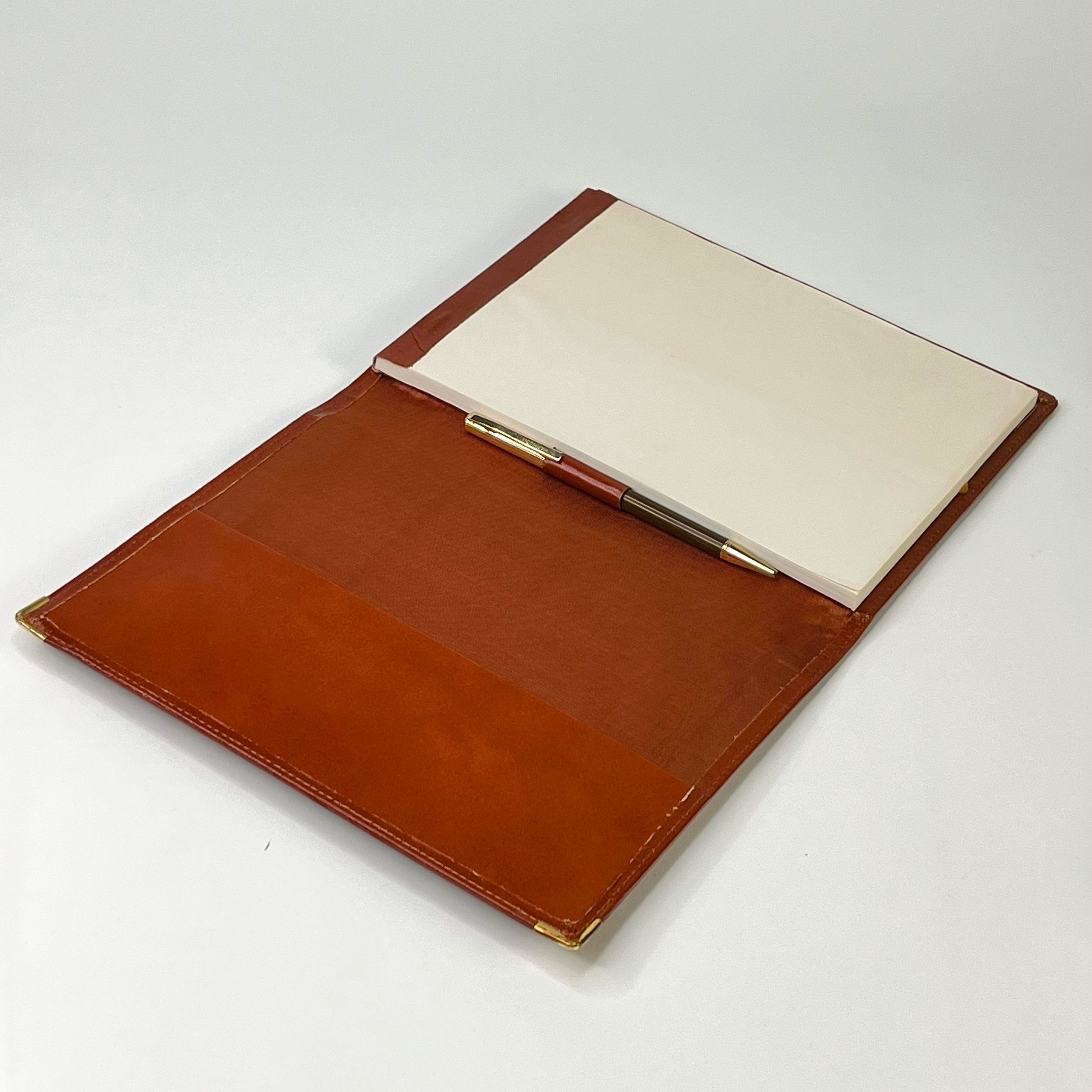 Patek Philippe Cognac Leather Gold-Tone Corners Writing Set