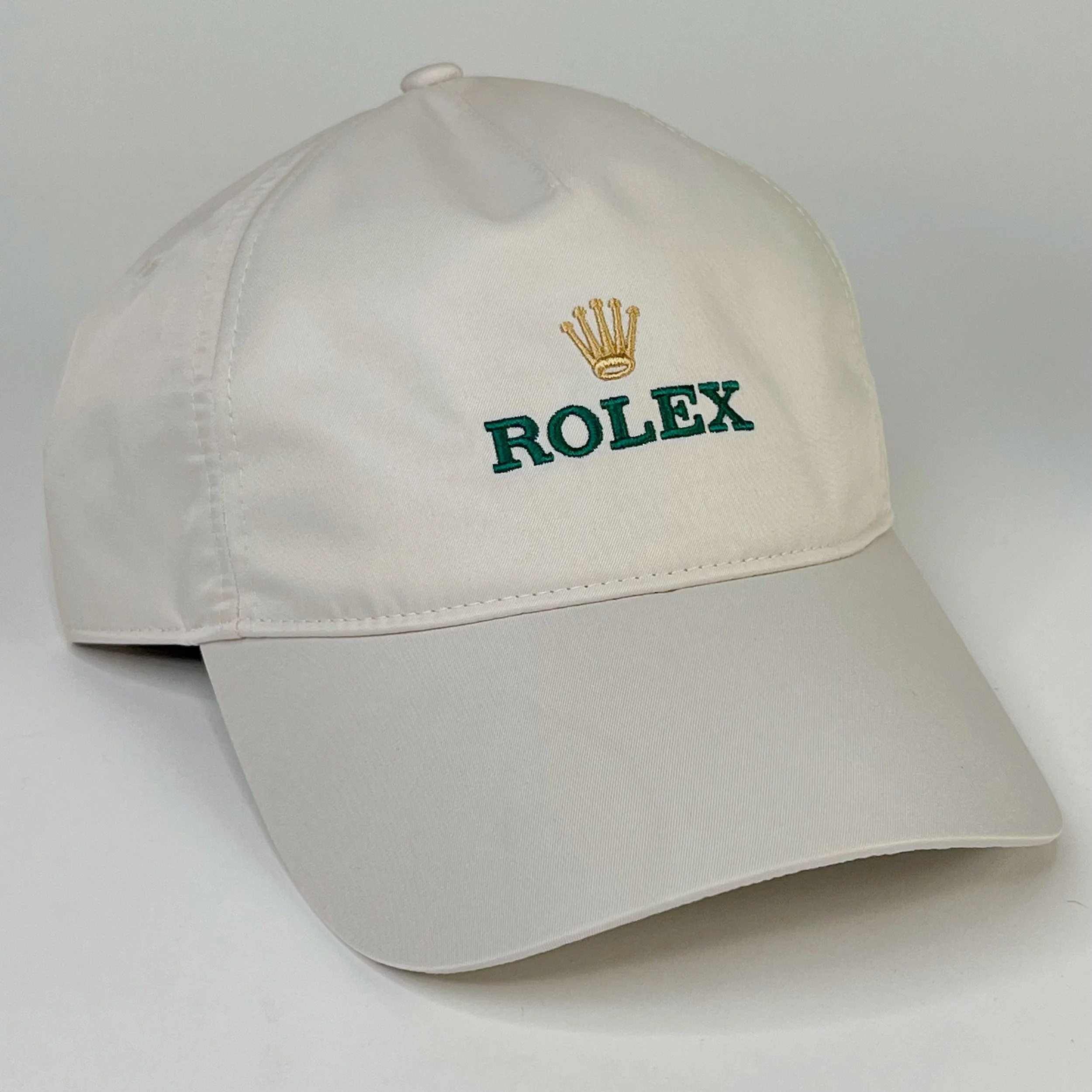 Rolex Embroidered Crown Ivory Satin Baseball Cap