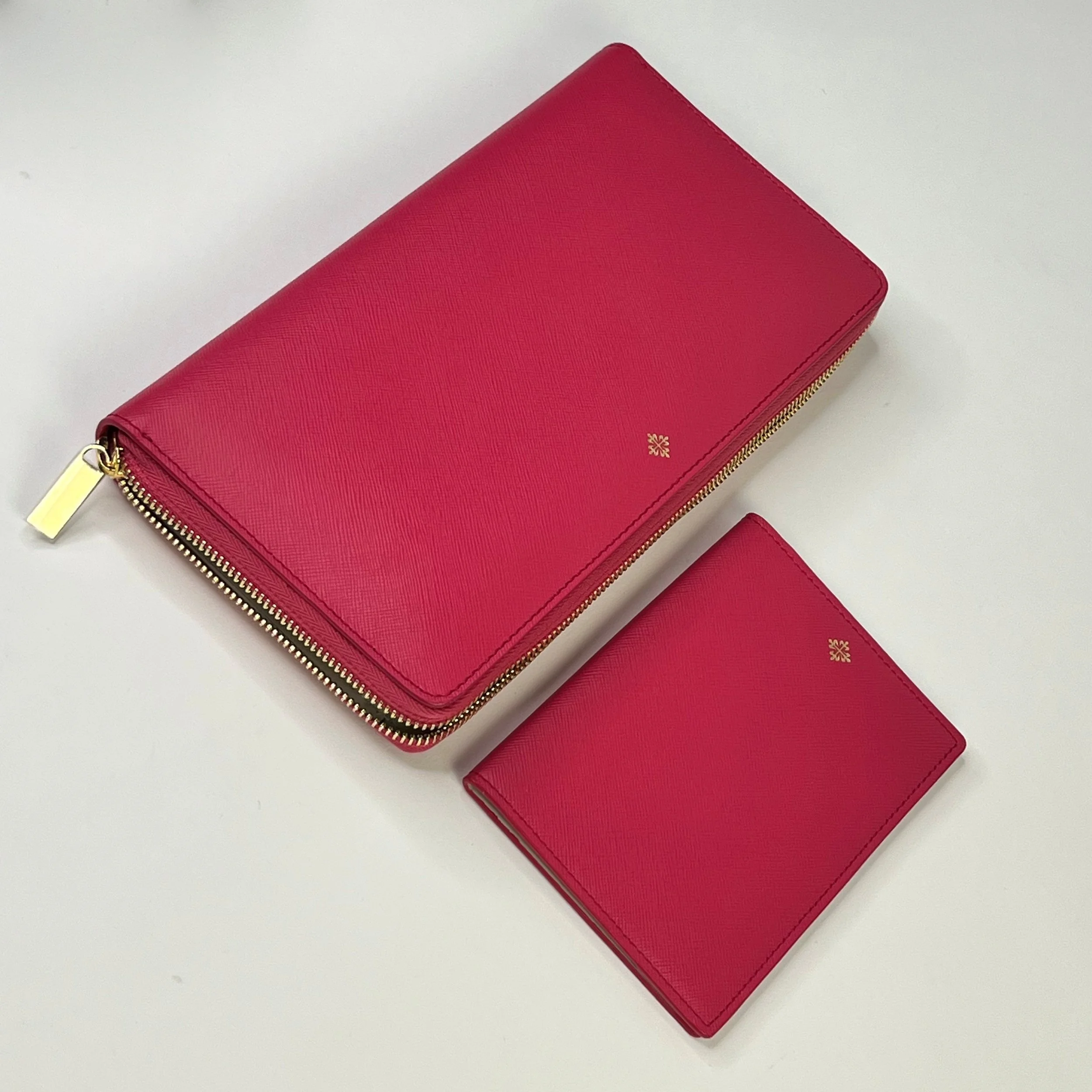 Patek Philippe Fuchsia Pink Textured Leather Travel Wallet Set
