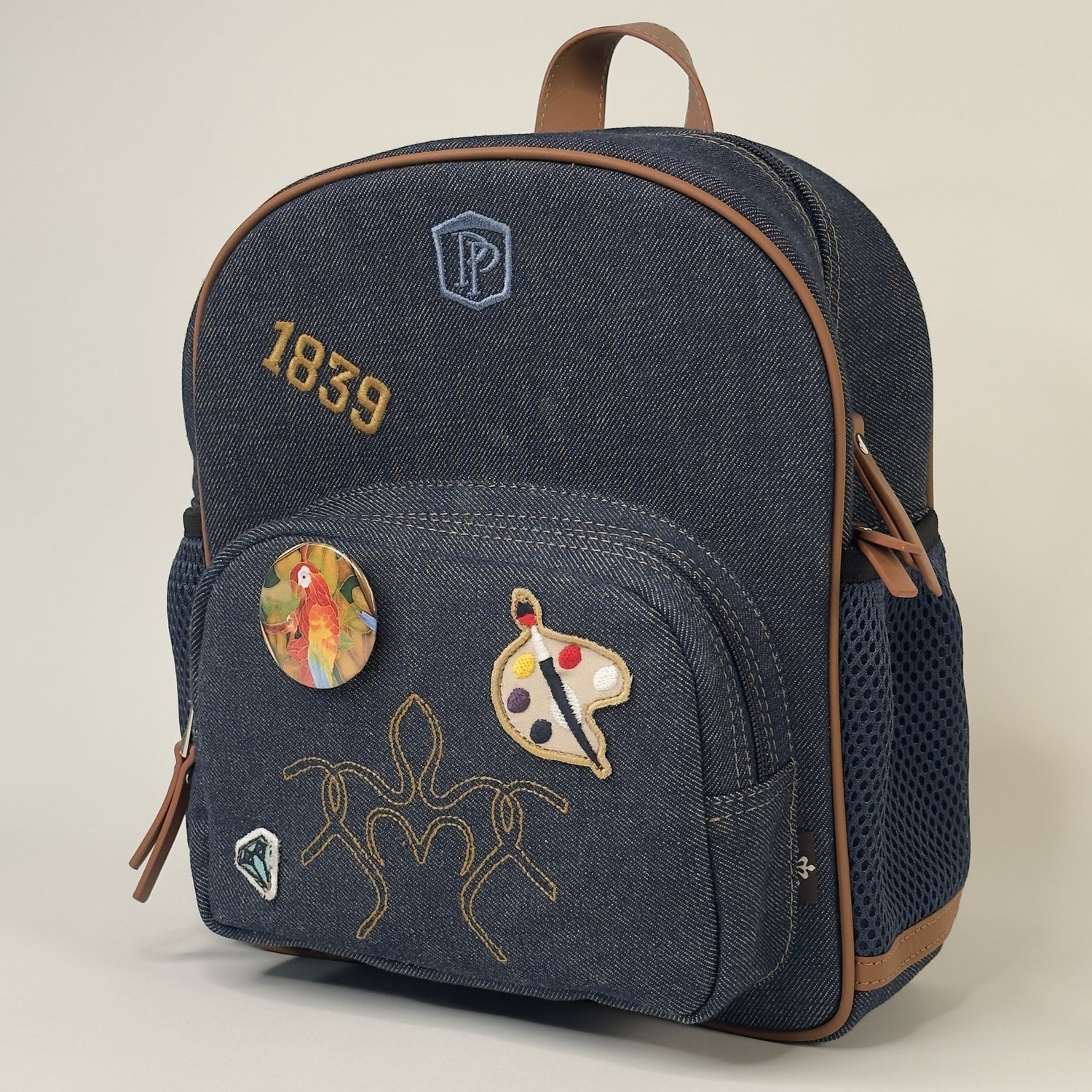 denim backpack with leather The Buy online big Leather and denim backpack Denim Fashion Backpack for School