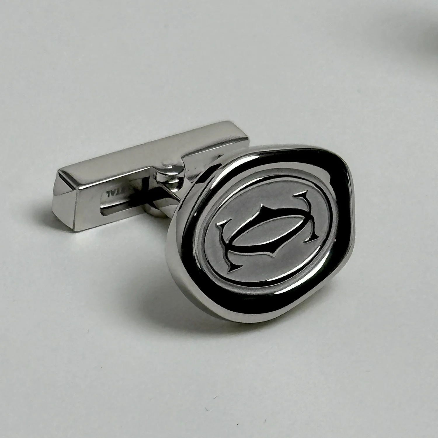 Cartier Sterling Silver Palladium Wax Seal Cufflinks – Double C