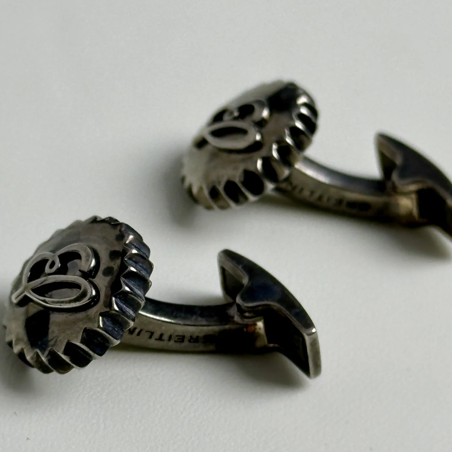 Vintage Breitling Silver Cufflinks – Aviation-Inspired Gear Design