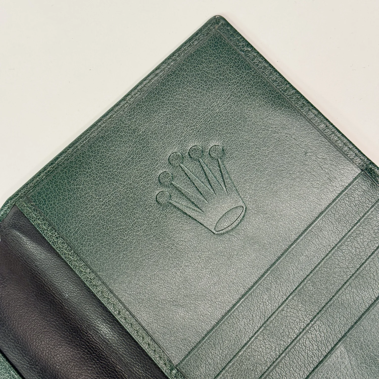 Vintage 1950s-60s Rolex Embossed Green Leather Passport Wallet display picture 1