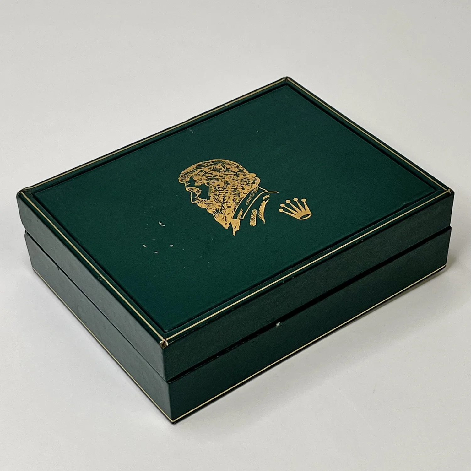 Vintage Rolex Cellini Watch Box – Green Leather Display Case (1970s)
