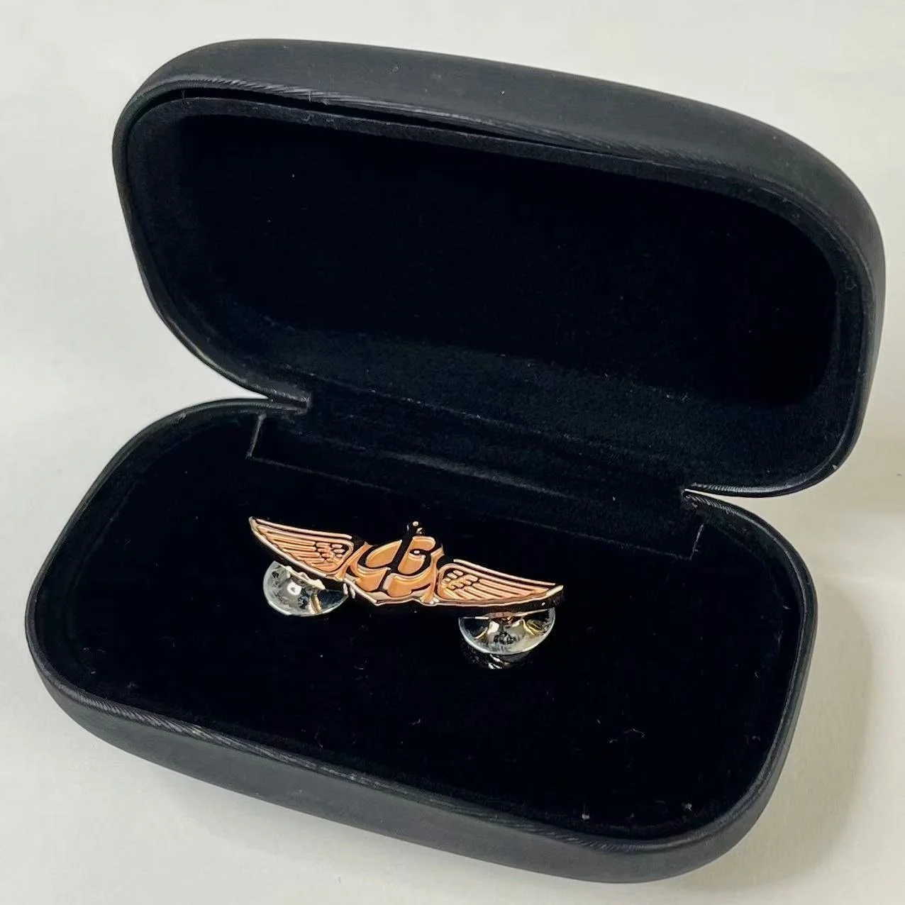 Breitling Pilot Wings B Rose Gold Enamel Cufflinks 1990s