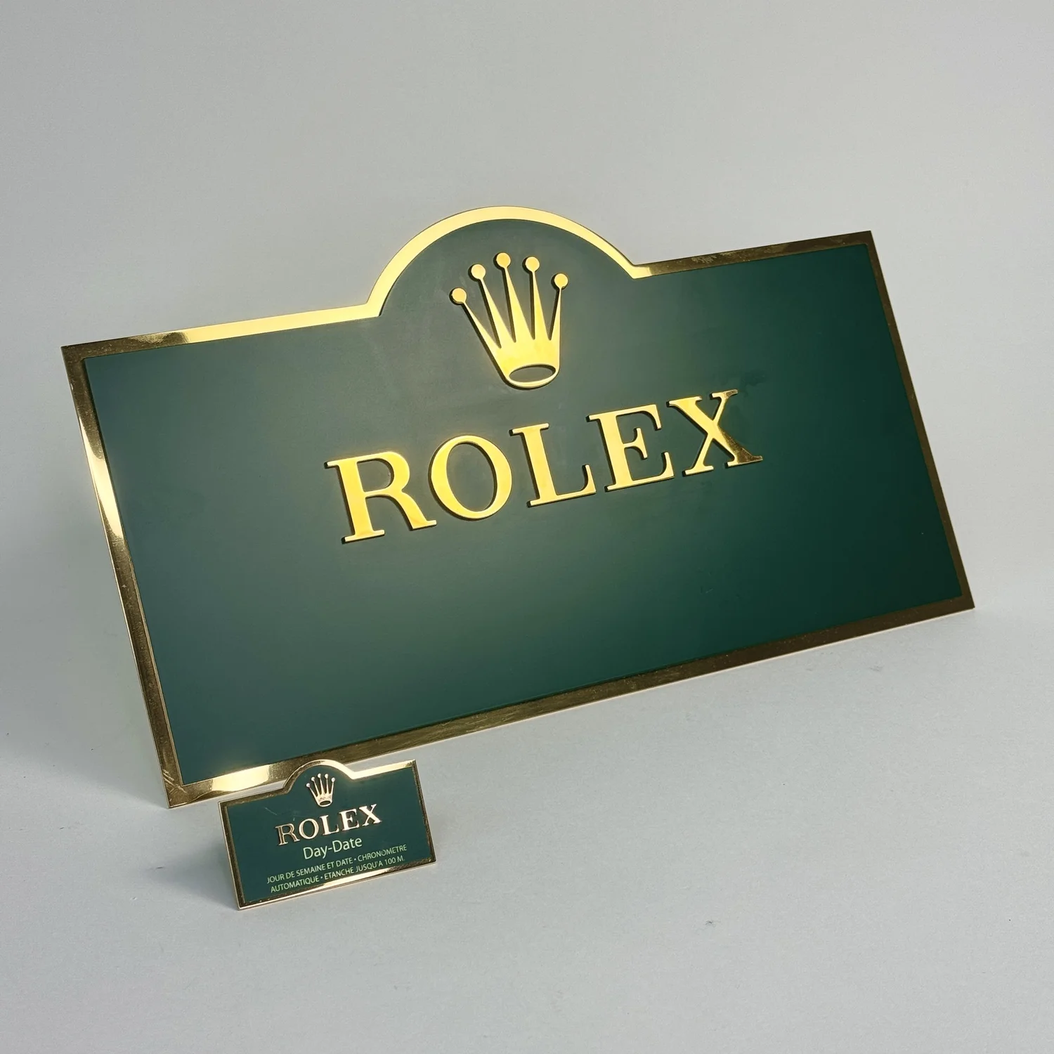 Rolex Official Retailer Display Plaque – Gold Green Dealer Sign