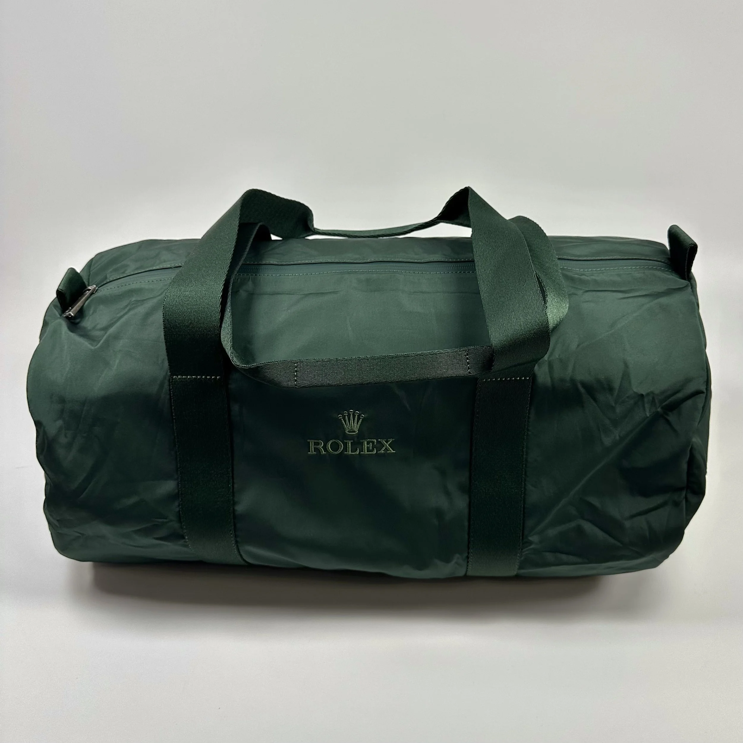 Rolex Crown-Embroidered Green Polyester Travel Duffle Bag
