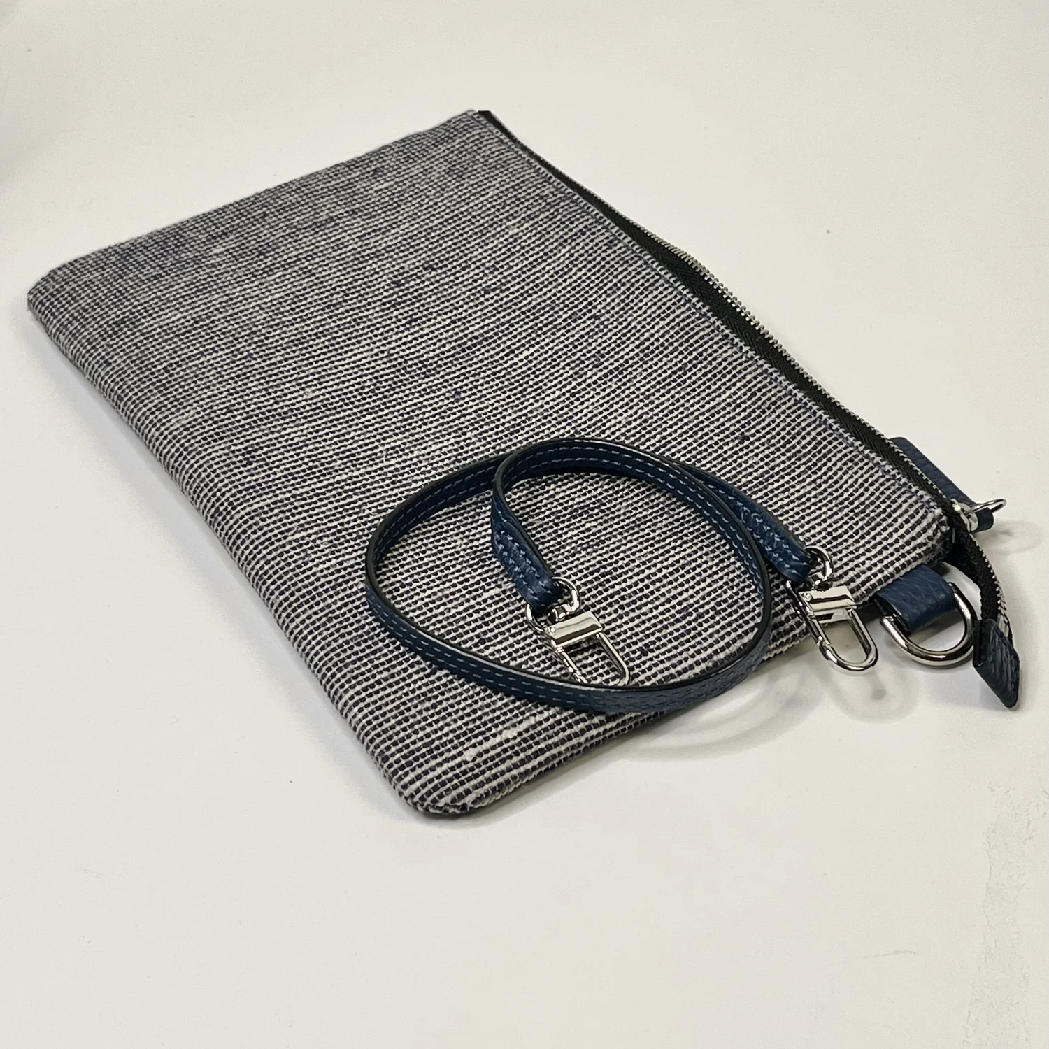 Richard Mille Reverse Tote Bag Blue – Leather & Linen, Made in France