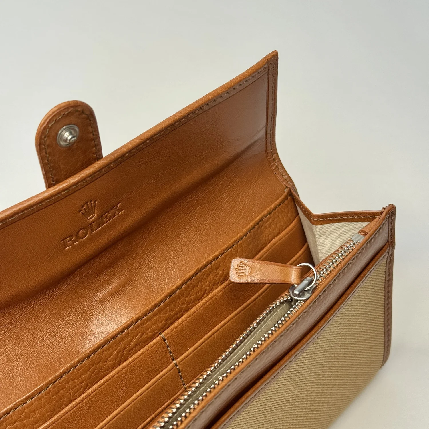 Rolex Canvas & Leather VIP Travel Pouch – Tan Organizer with Box