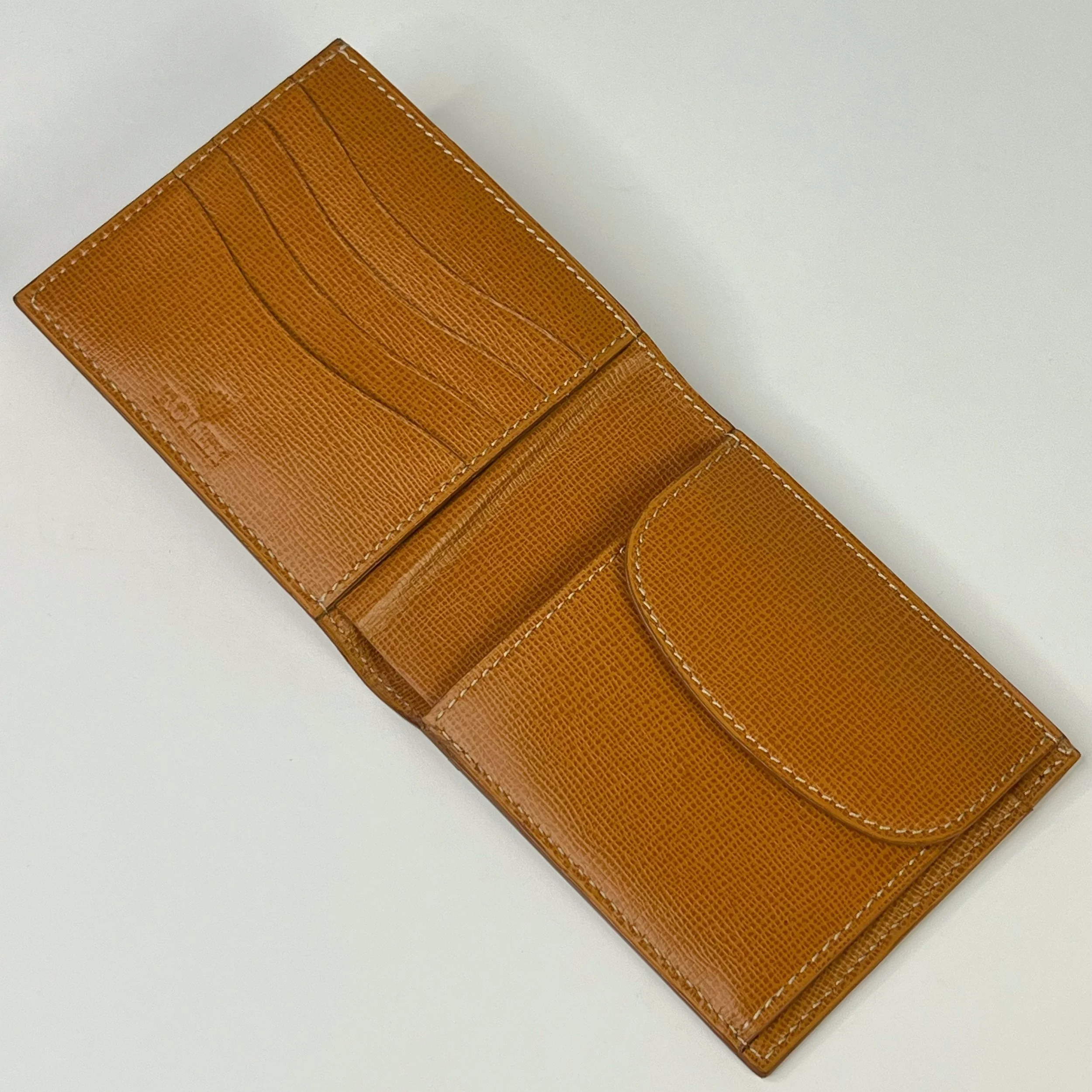 Rolex Textured Cognac Saffiano Leather Bifold Wallet
