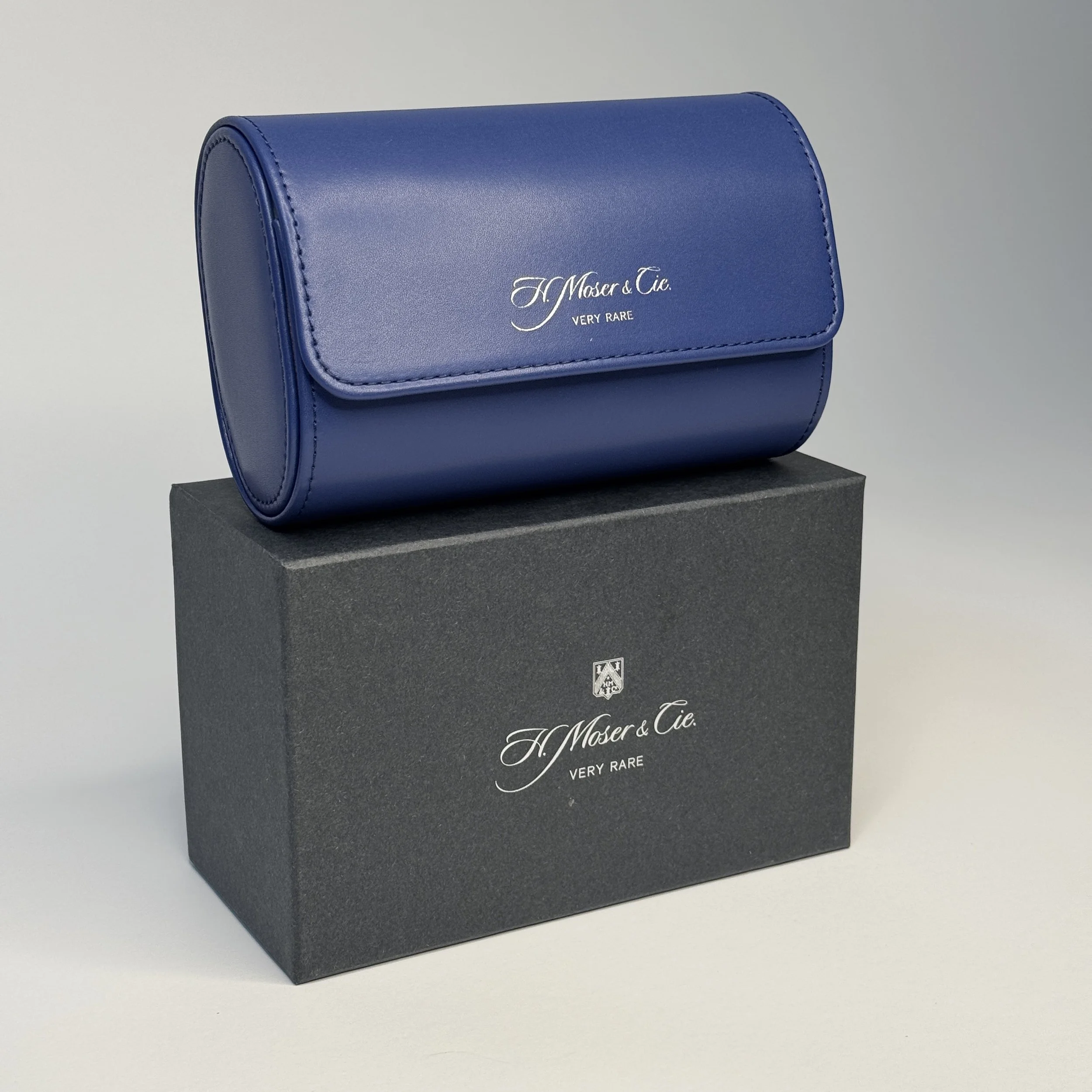 H. Moser & Cie. Luxe Leather Watch Holder in Navy Blue