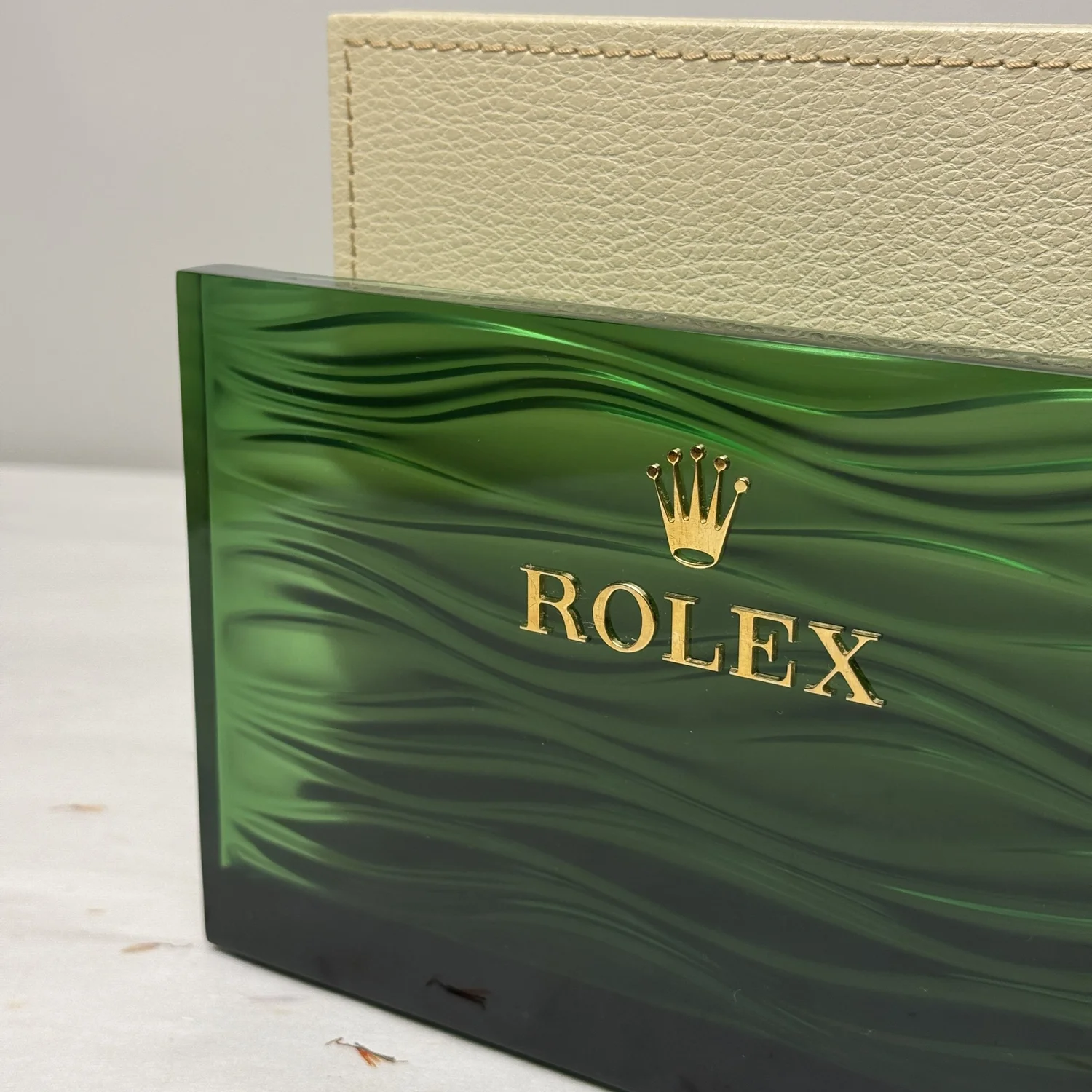 Rolex Catalogue Magaine Holder (2011) – Luxury Green Acrylic Display