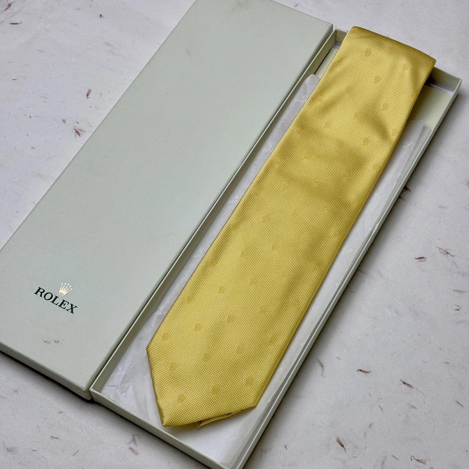 Rolex Yellow Silk Tie - Vintage Italian Monogram Luxury