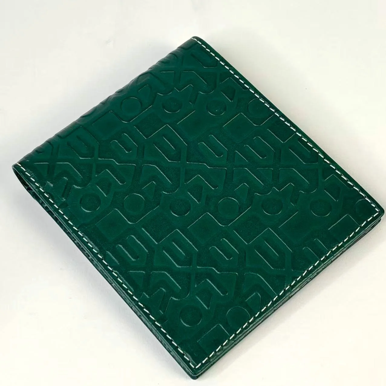 Rolex Emerald Green Leather Crown Embossed Bifold Wallet