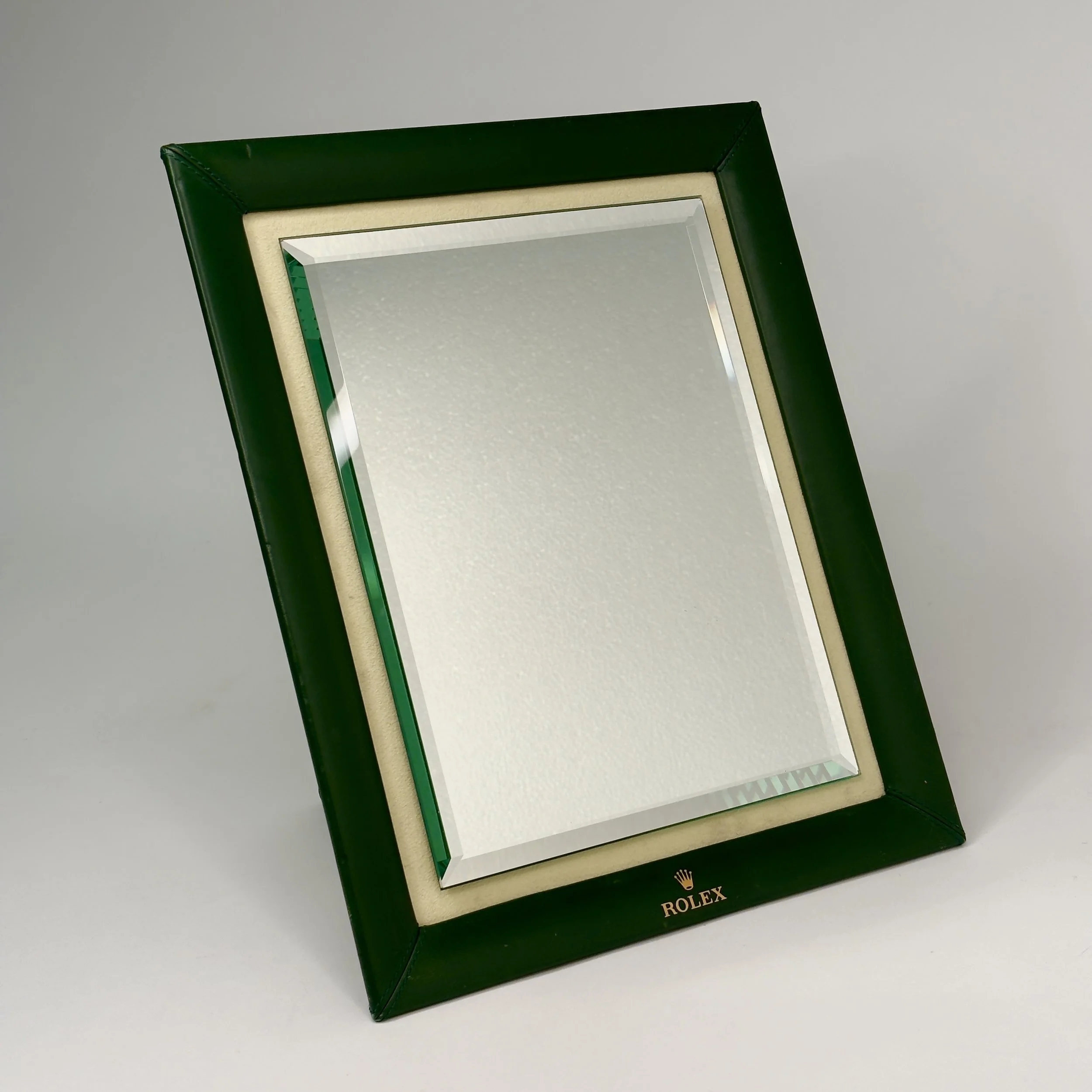 Rolex Crown Embossed Emerald Leather Mirror 1990s