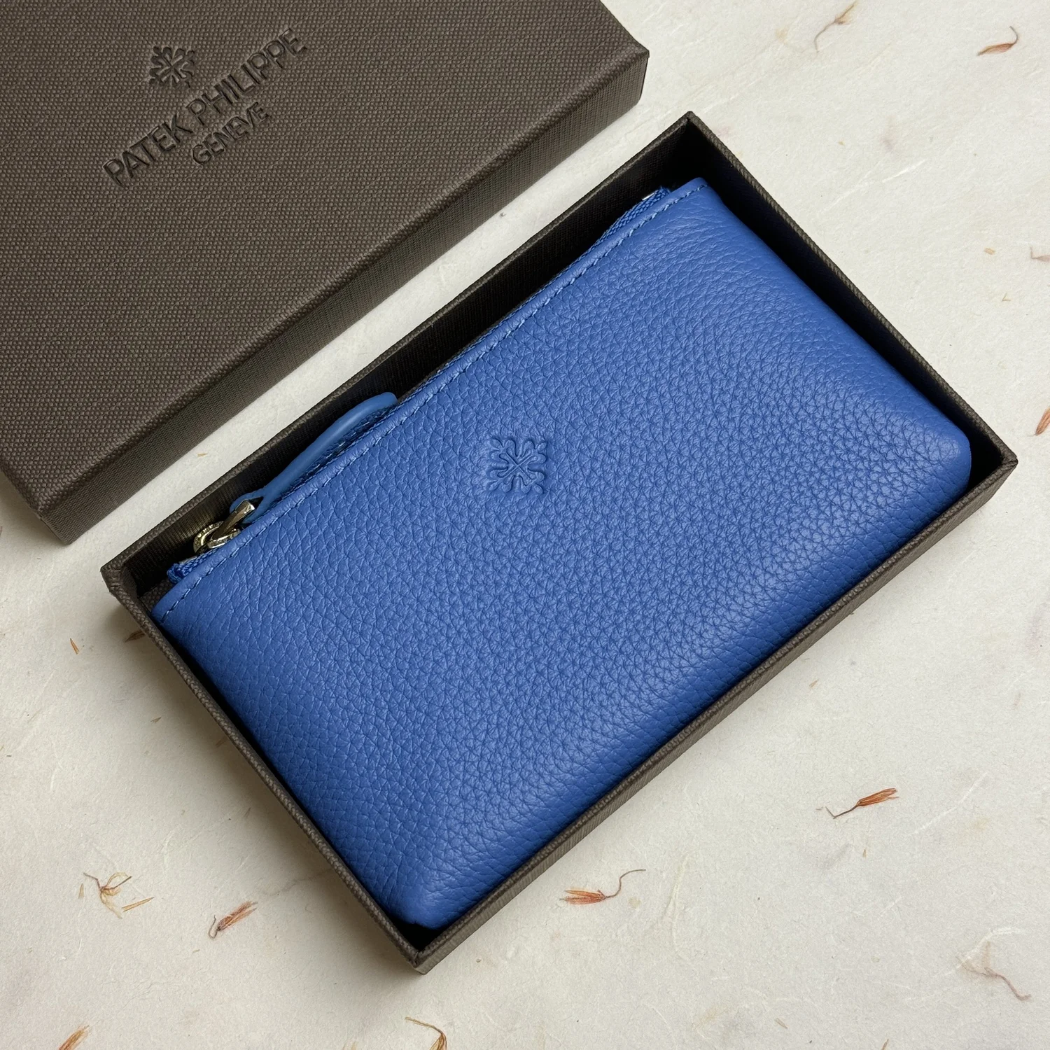 Patek Philippe Racing Blue Leather Zip Wallet | Calatrava Matching 